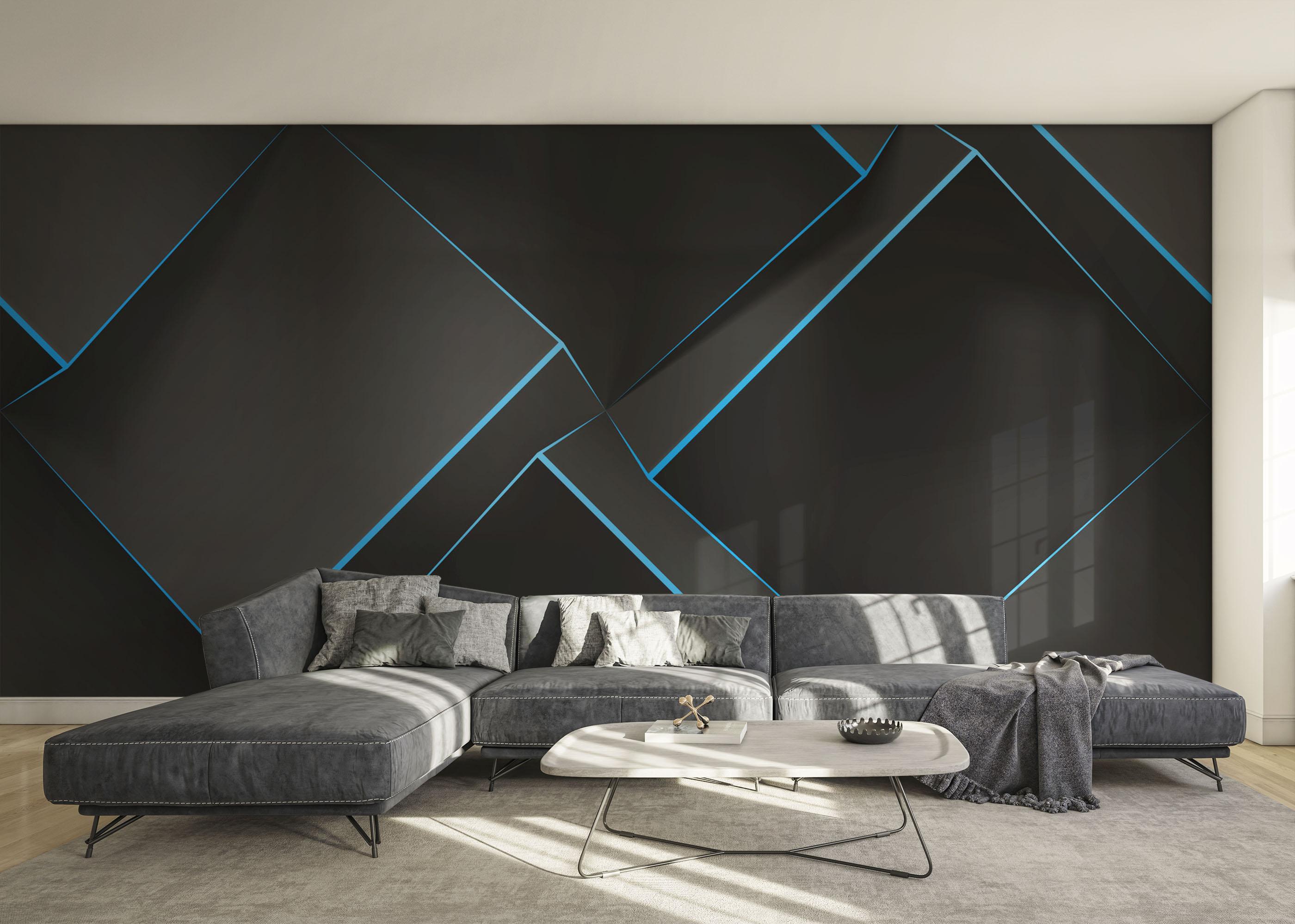 Fototapet Volumetric Blue Cubes mockup 0