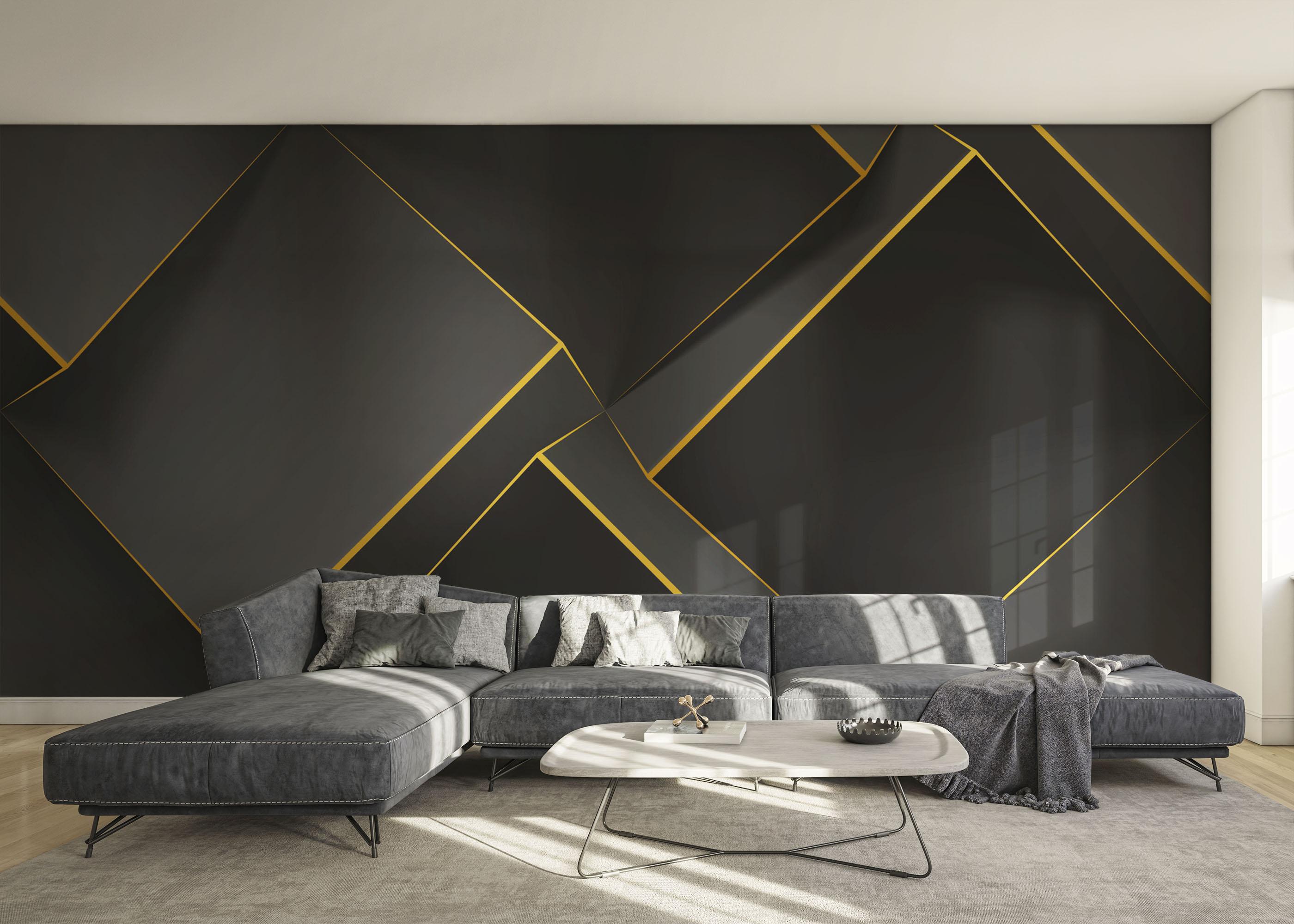 Fototapet Volumetric Yellow Cubes mockup 0