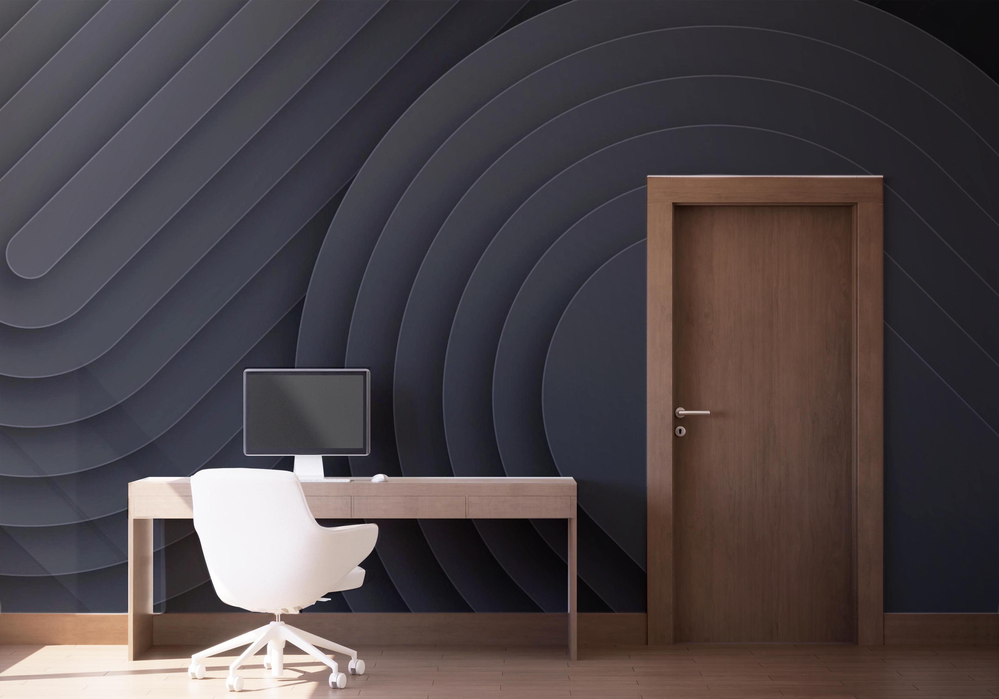 Fototapet Black Curved Shapes mockup 1