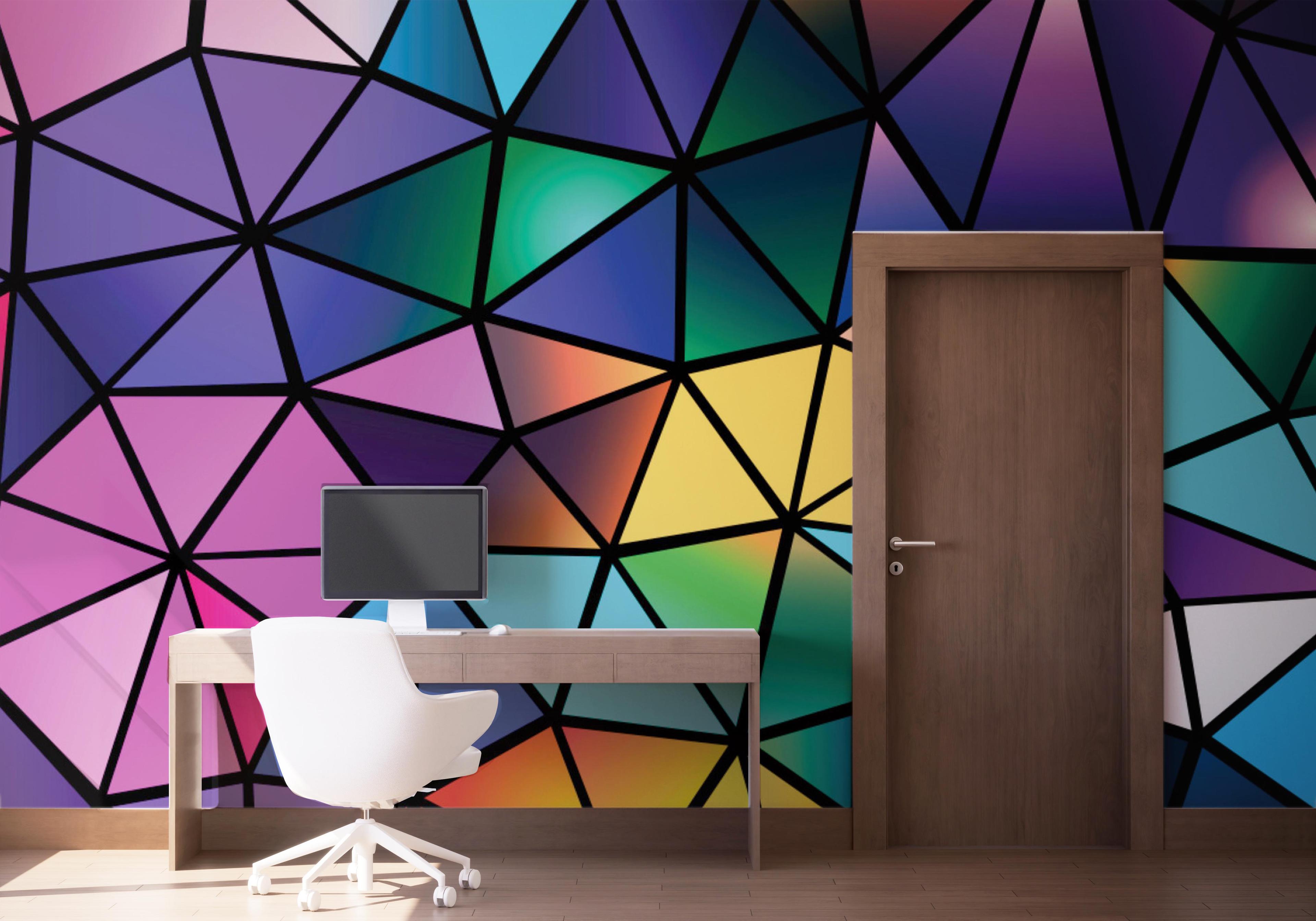 Fototapet Color Mosaic Polygons mockup 1