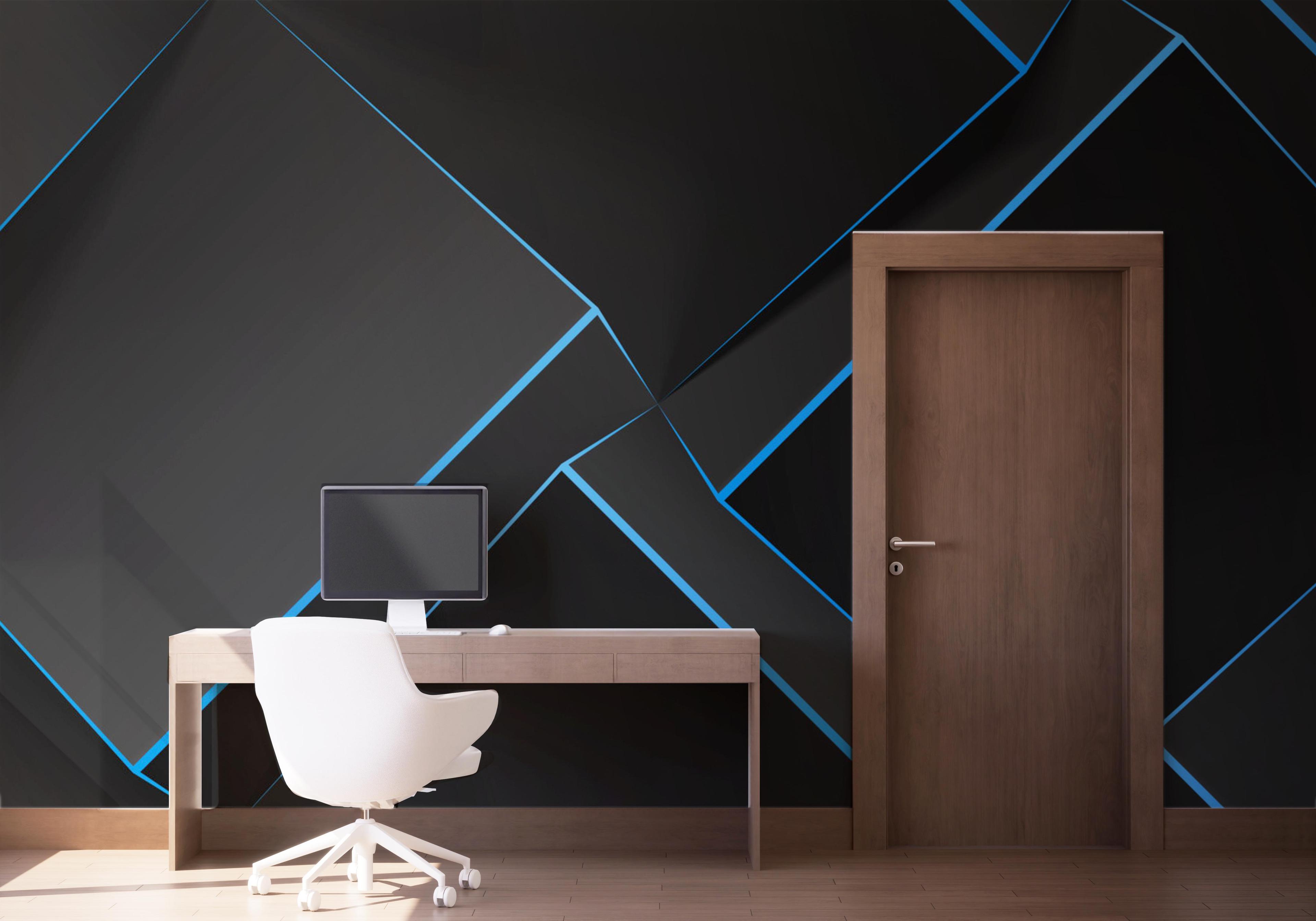 Fototapet Volumetric Blue Cubes mockup 1