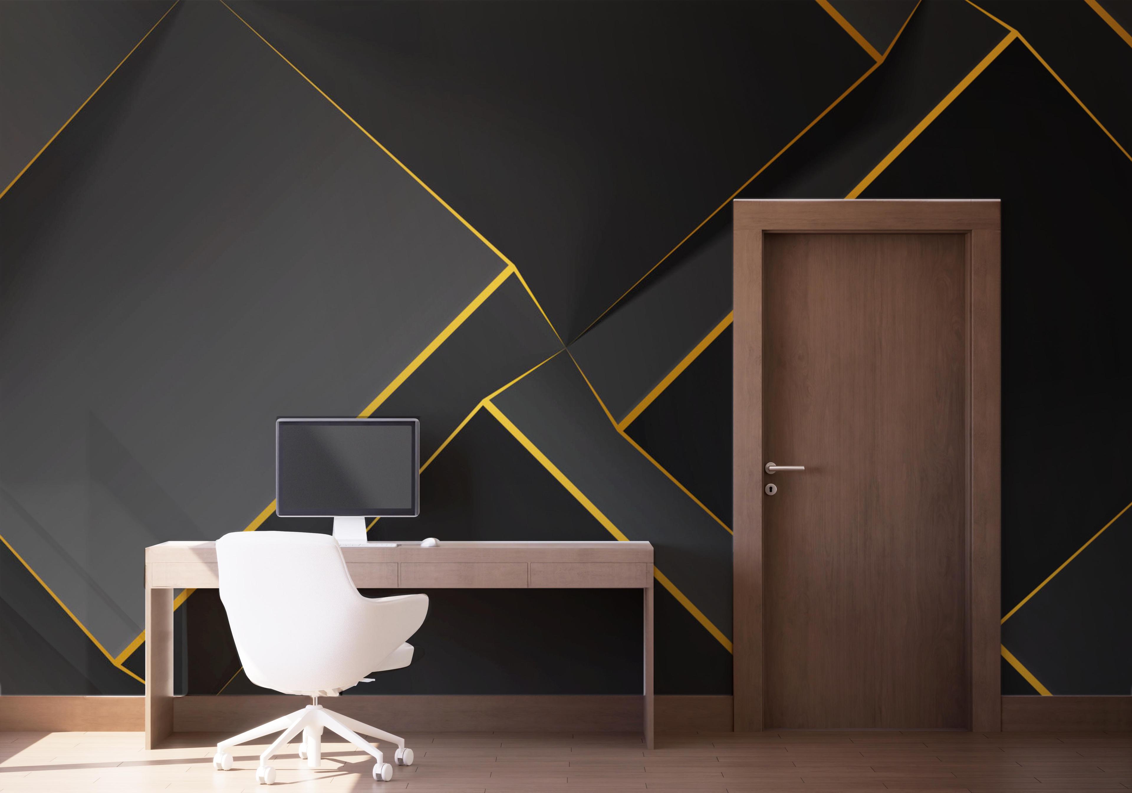 Fototapet Volumetric Yellow Cubes mockup 1