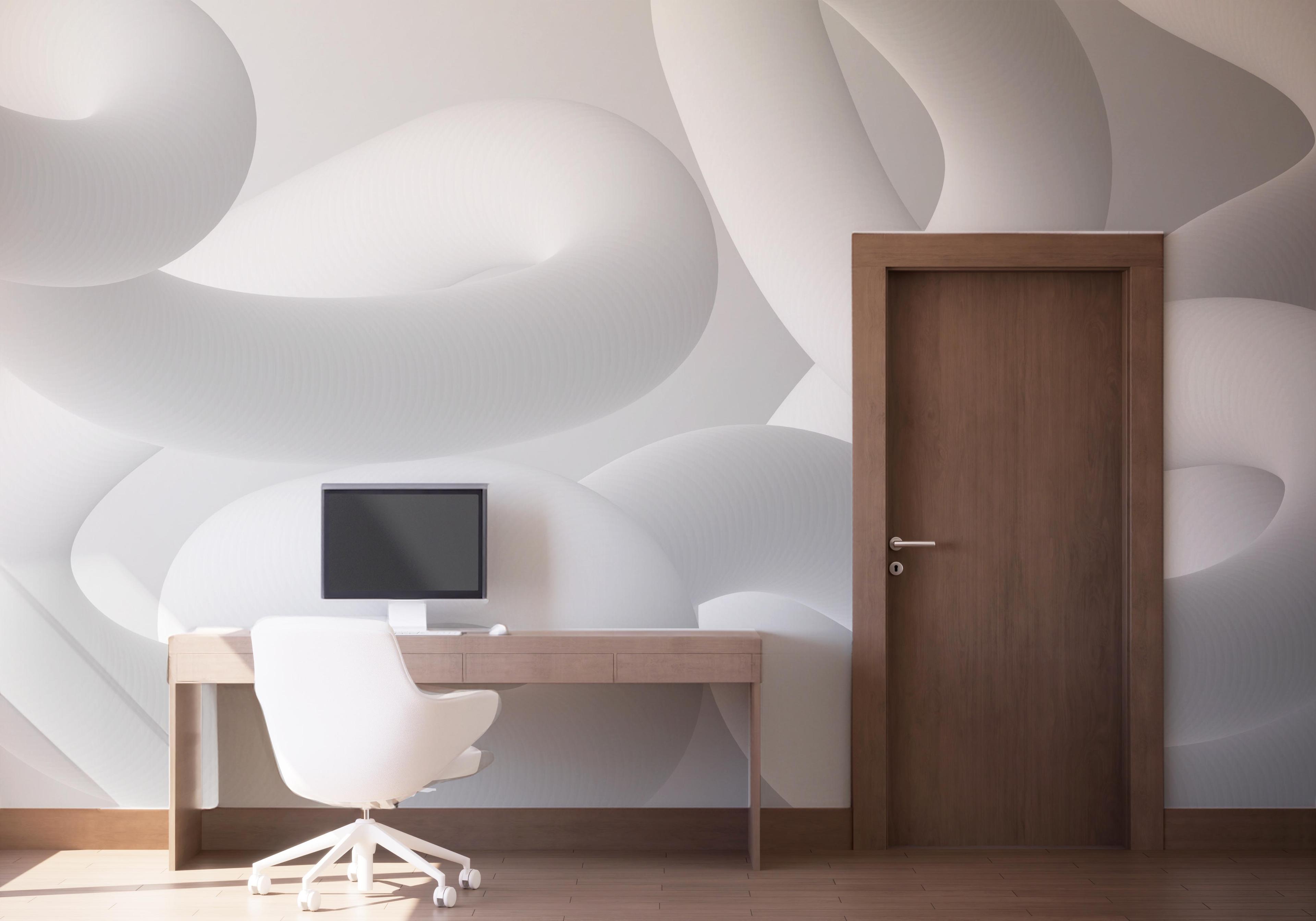 Fototapet White Grey 3d Line mockup 1