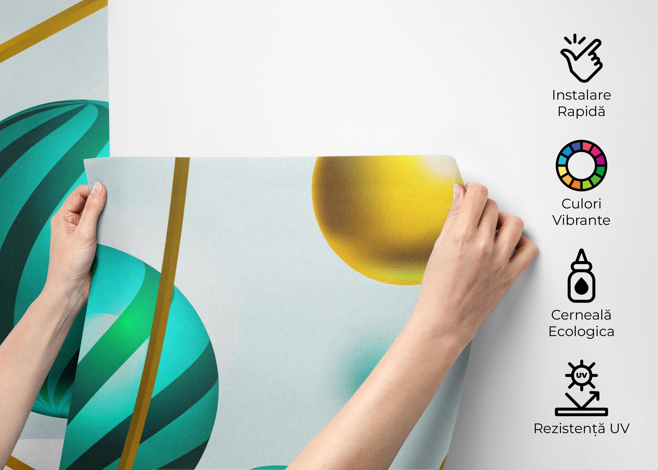 Fototapet Floating Green Balls mockup 2