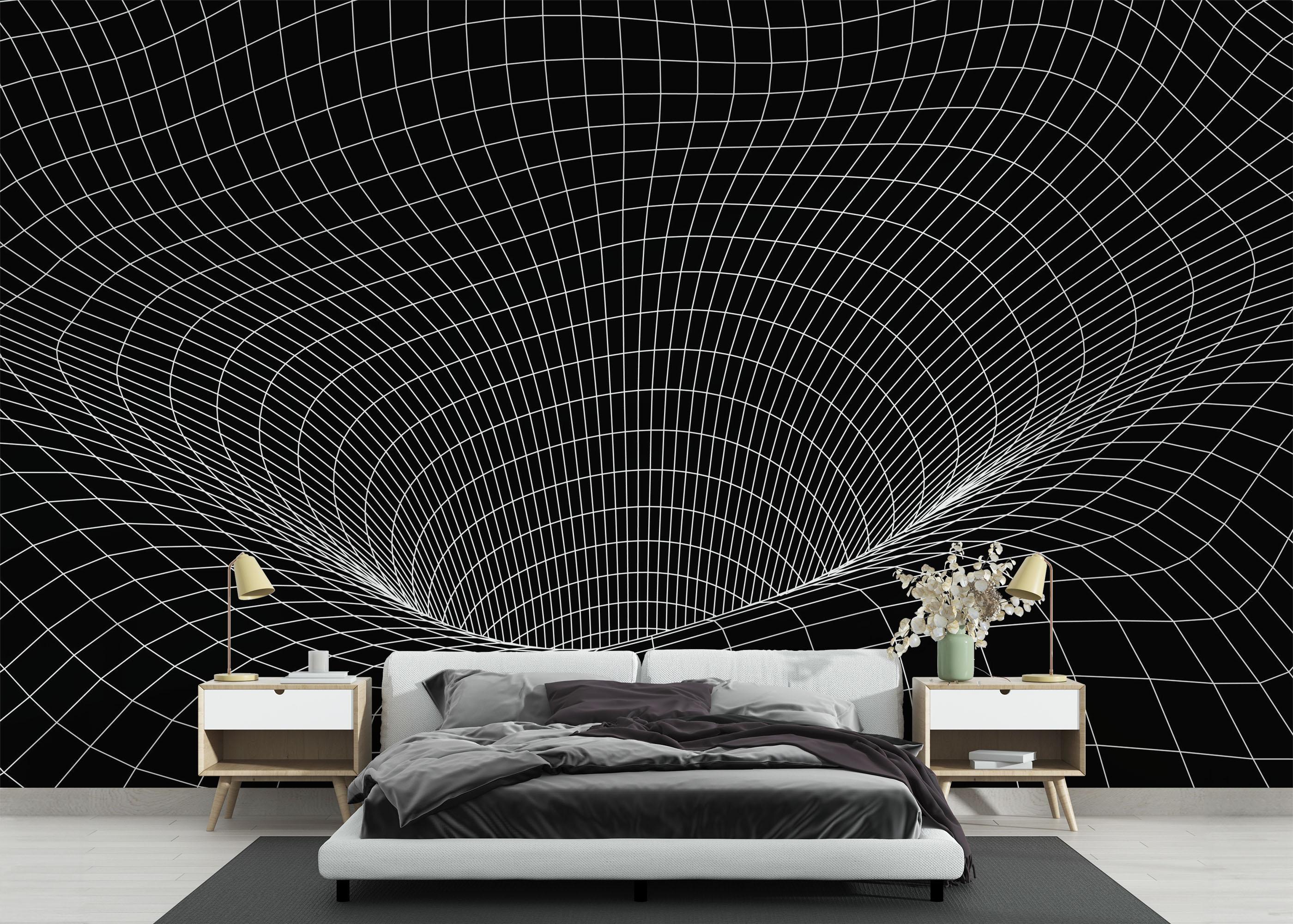 Fototapet Black 3d Hole Line mockup 3