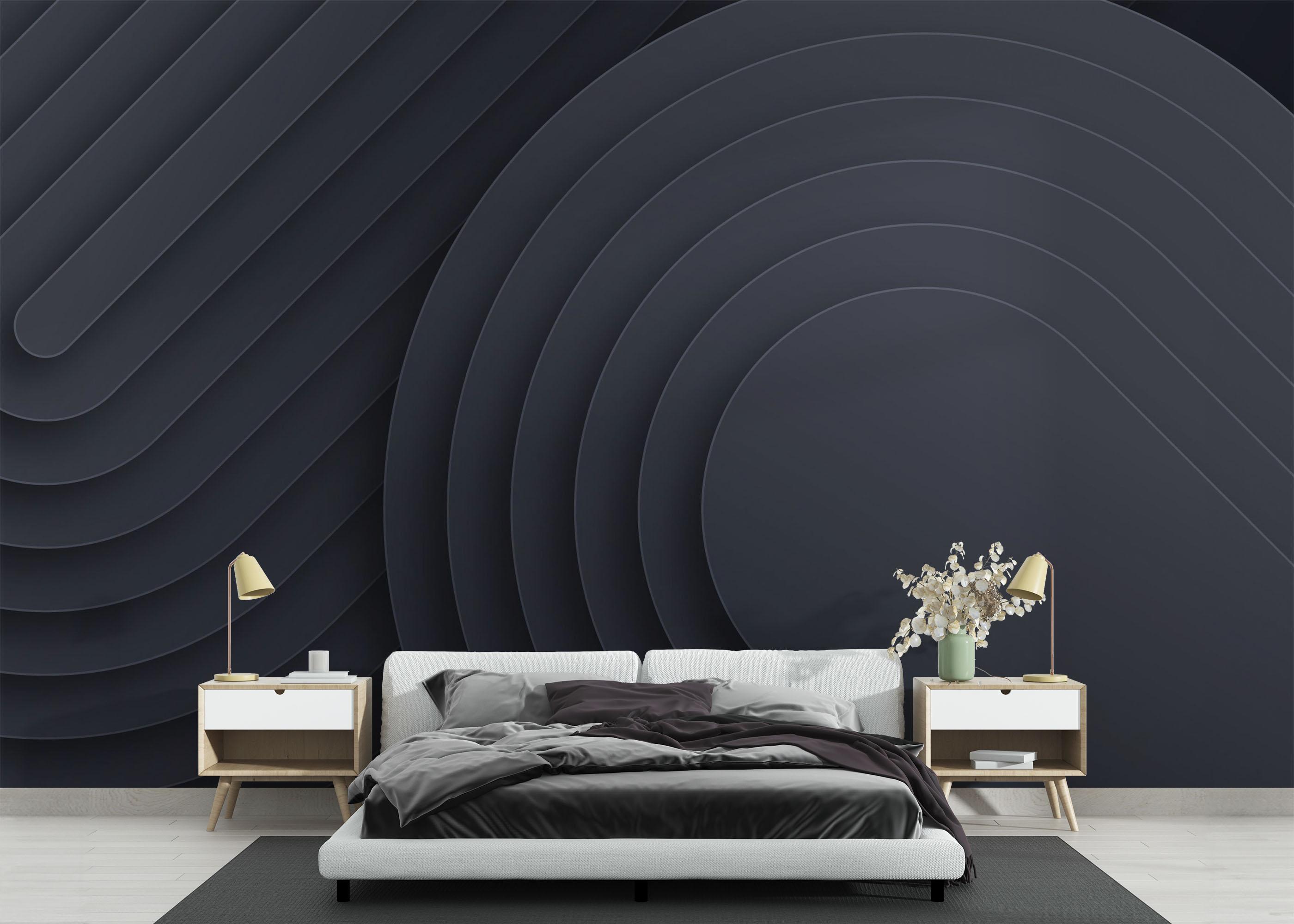 Fototapet Black Curved Shapes mockup 3