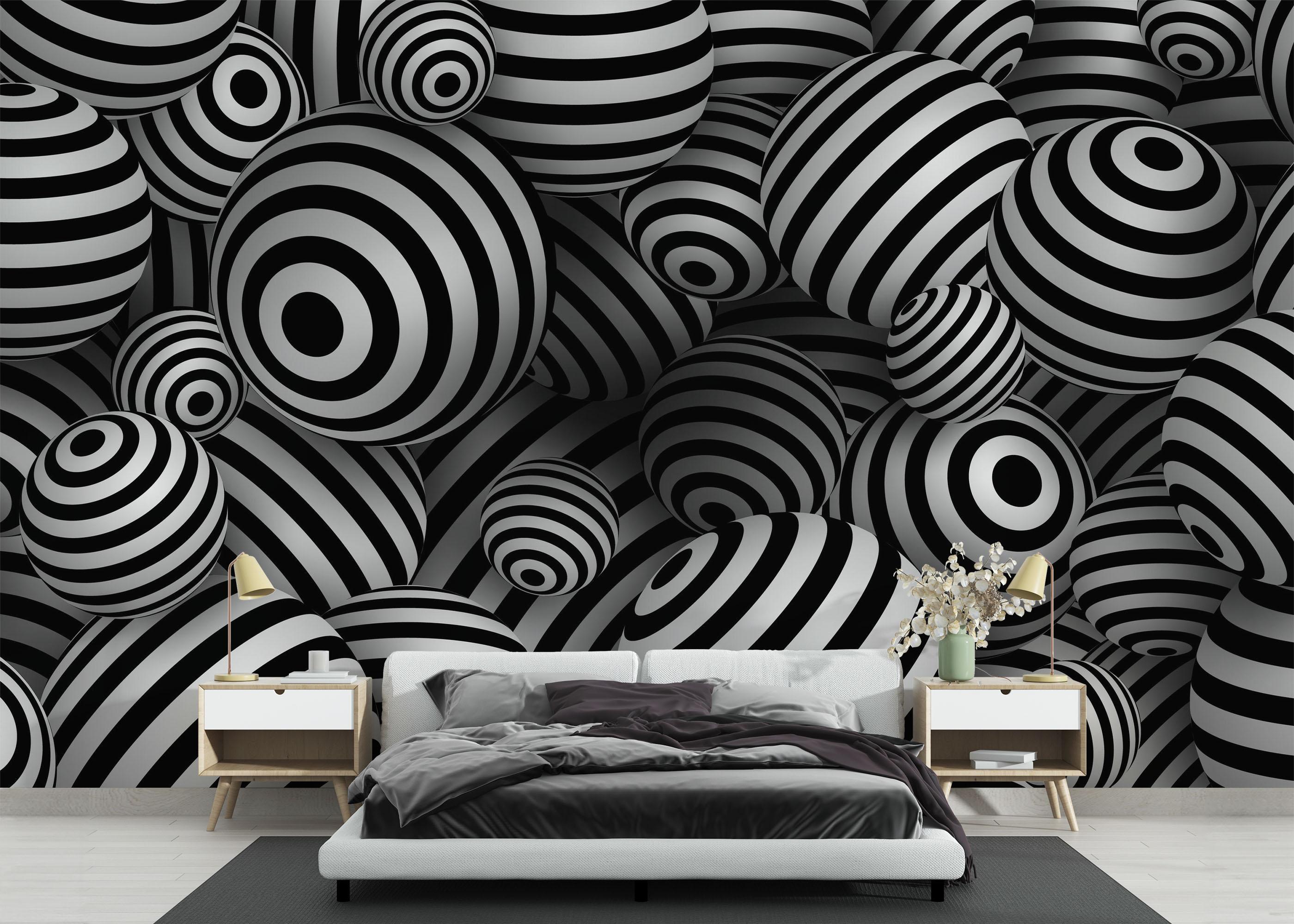 Fototapet Black White 3d Balls mockup 3