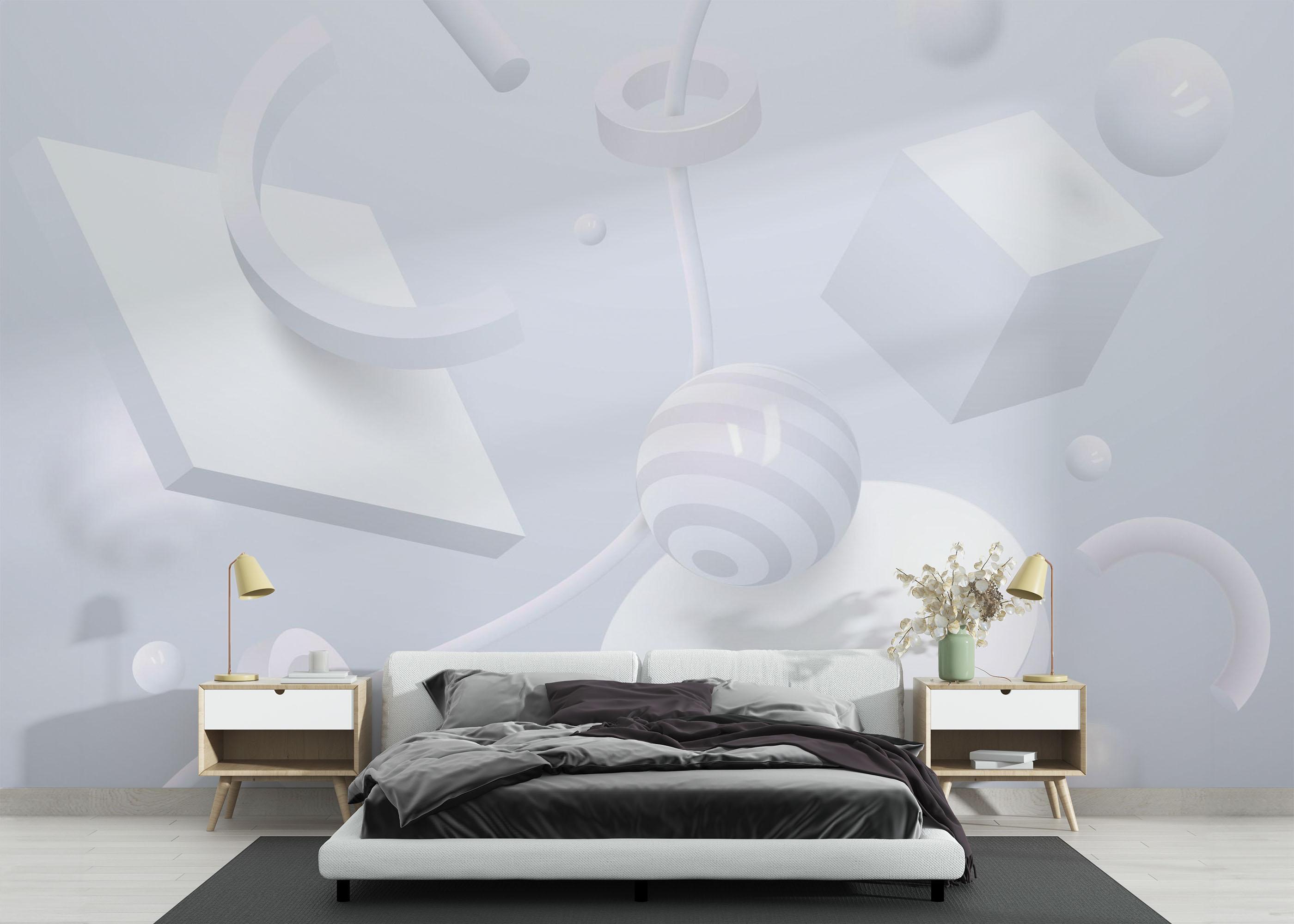 Fototapet Circle White Shapes mockup 3