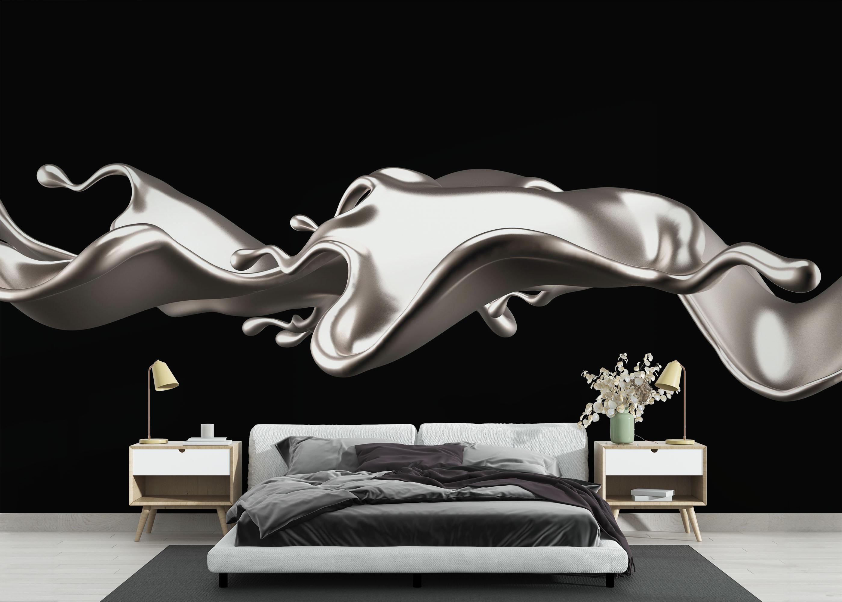 Fototapet Elegant Silver Liquid mockup 3