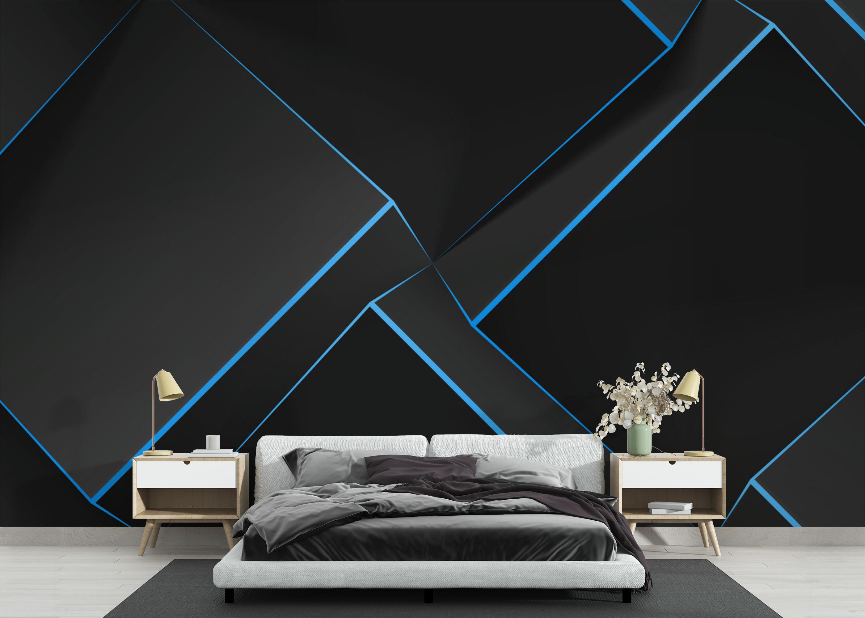 Fototapet Volumetric Blue Cubes mockup 3