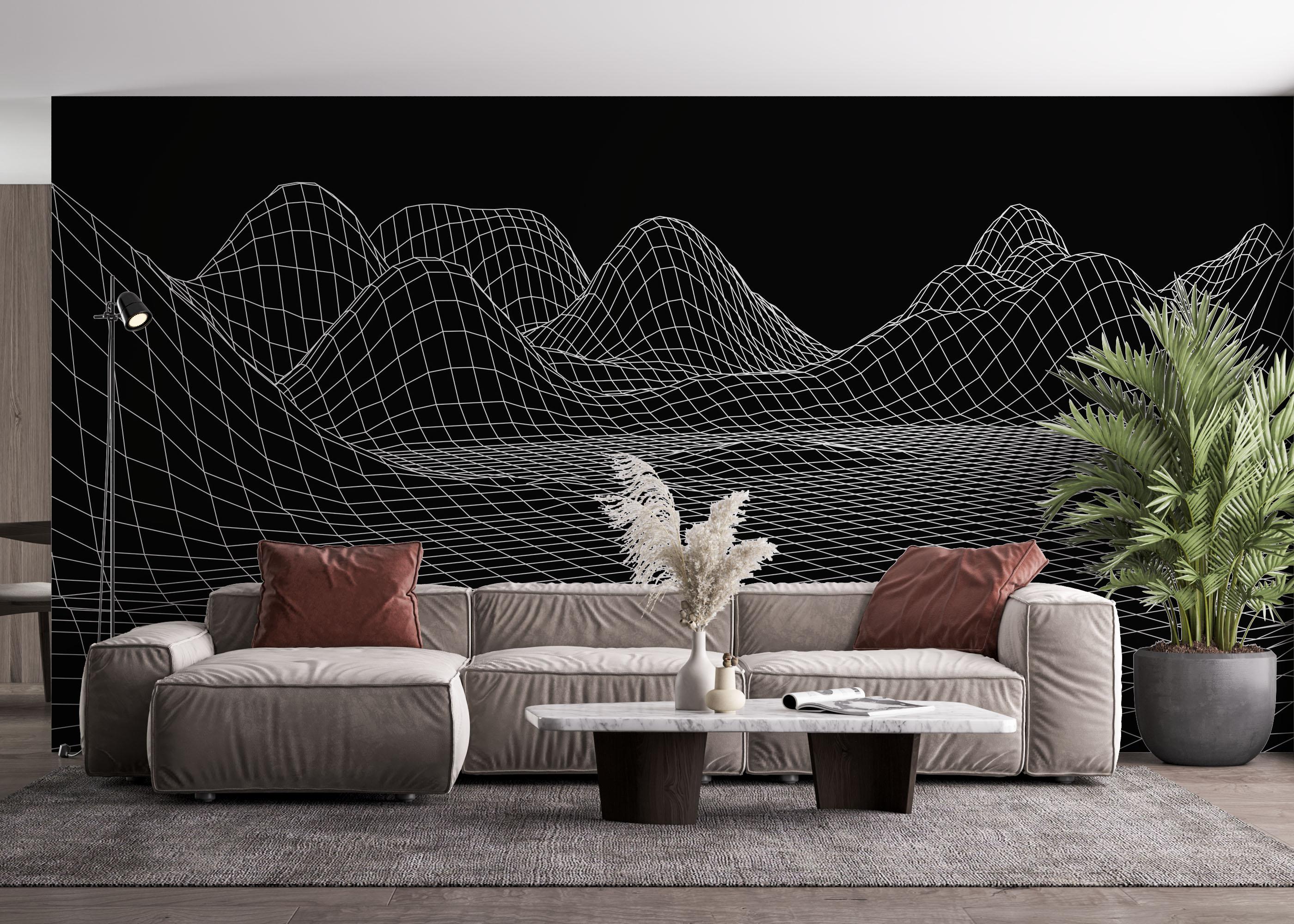 Fototapet Black 3d Hill Line mockup 4