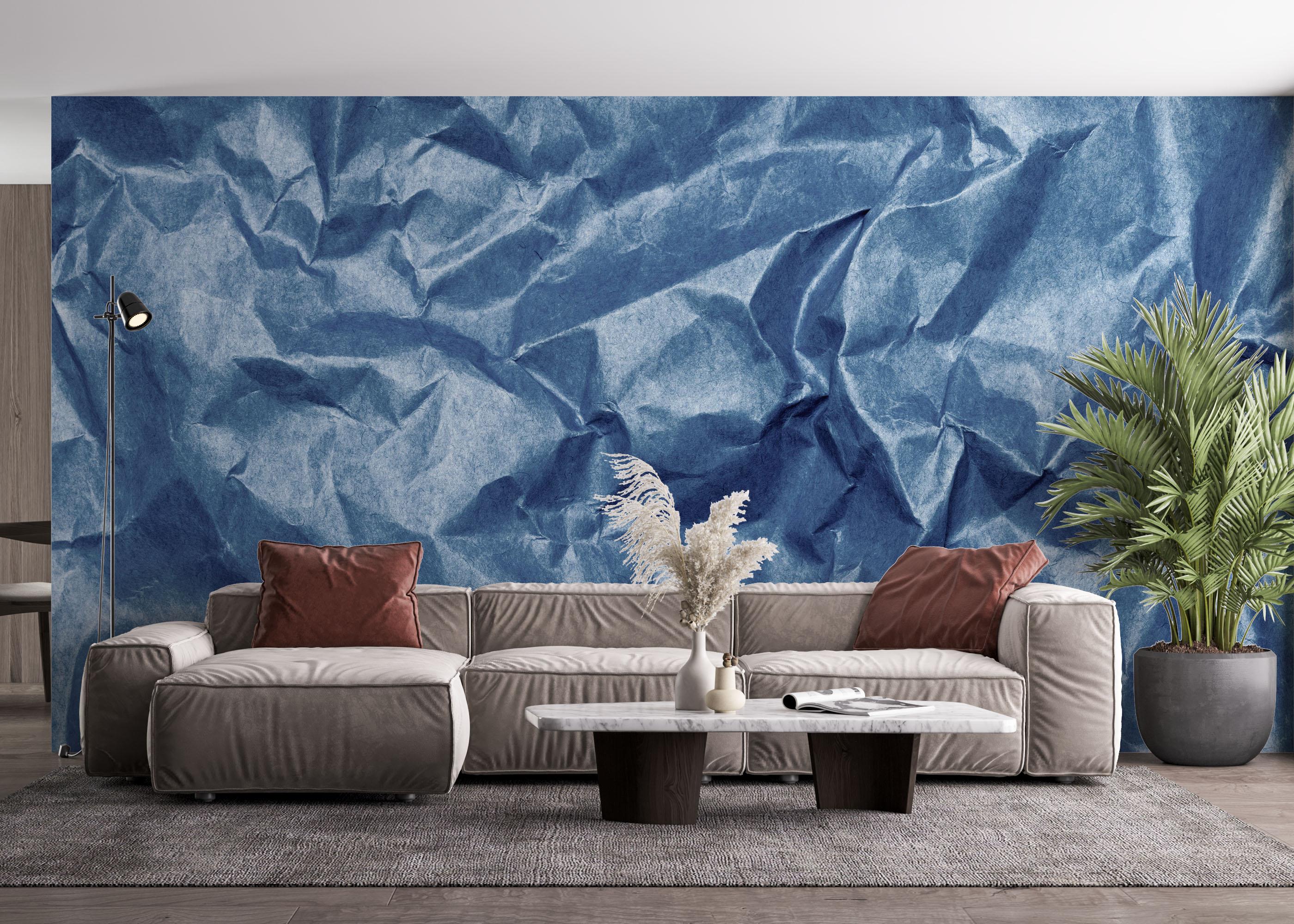 Fototapet Blue Crumpled Sheet mockup 4