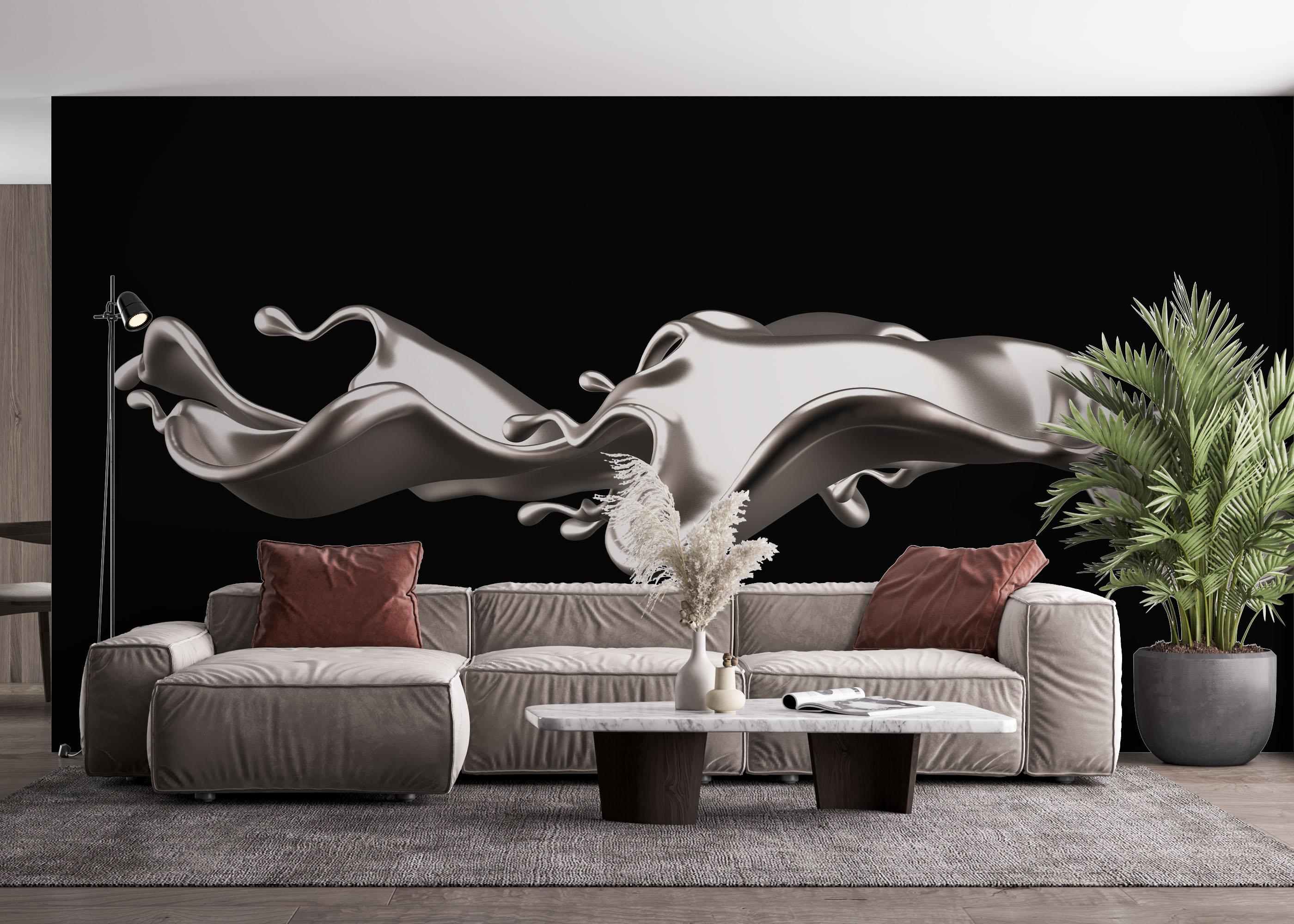 Fototapet Elegant Silver Liquid mockup 4