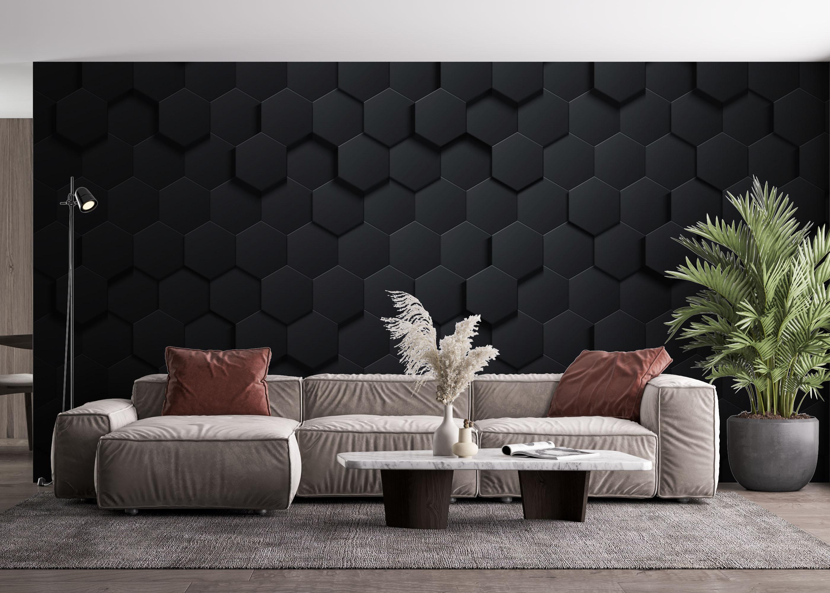 Fototapet Hexagon 3d Black Art mockup 4