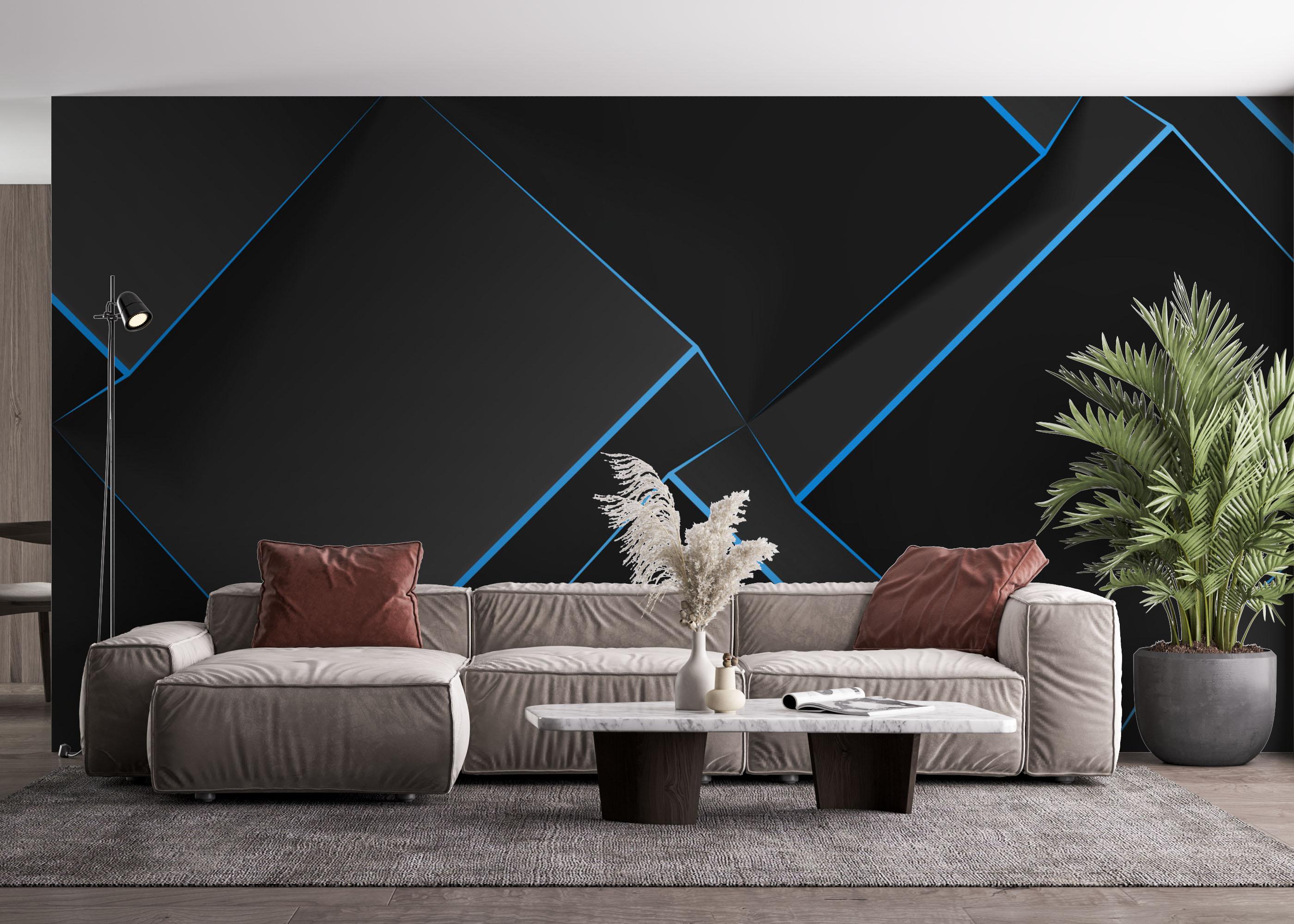 Fototapet Volumetric Blue Cubes mockup 4