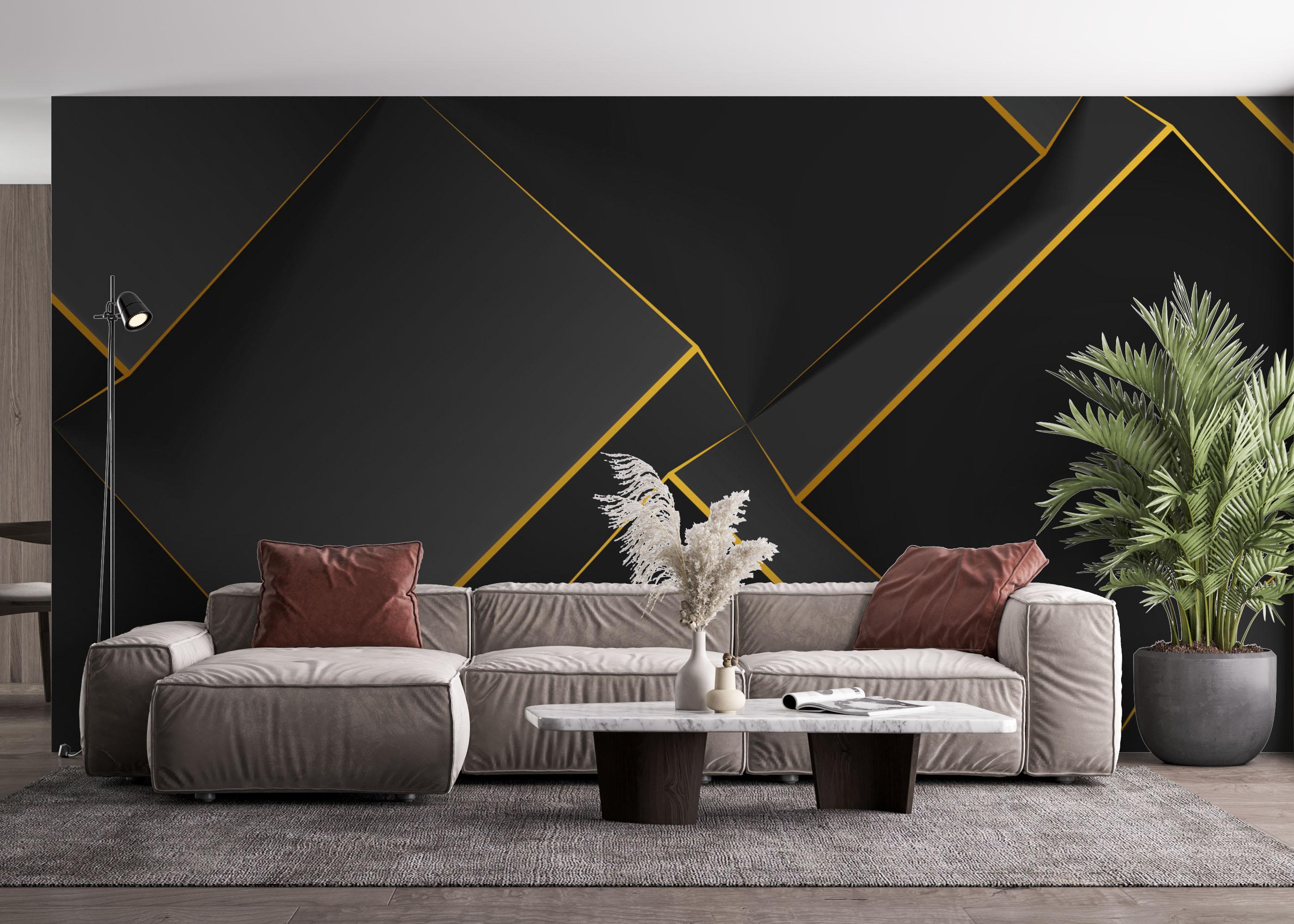 Fototapet Volumetric Yellow Cubes mockup 4