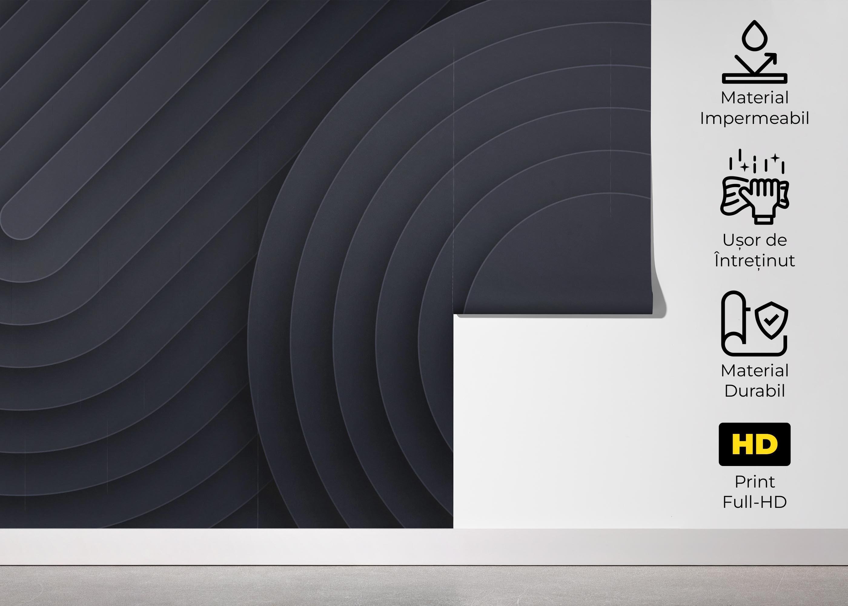 Fototapet Black Curved Shapes mockup 5