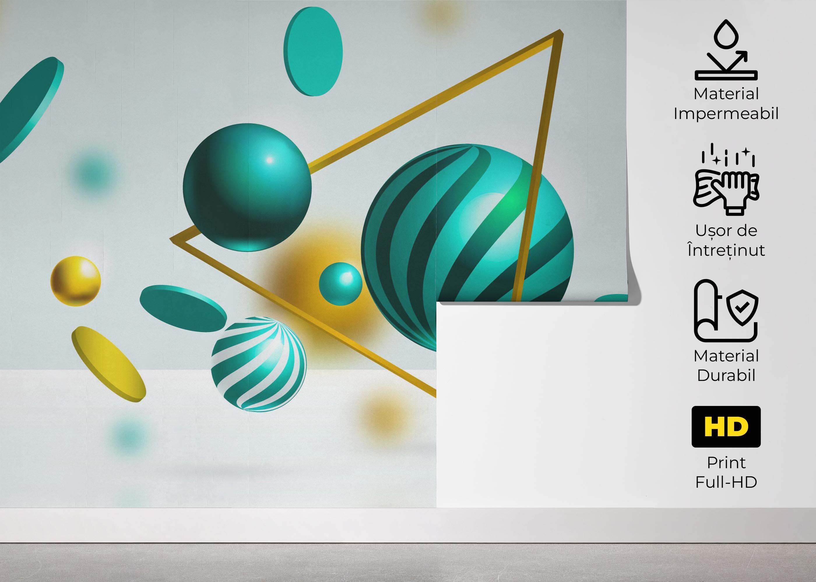 Fototapet Floating Green Balls mockup 5