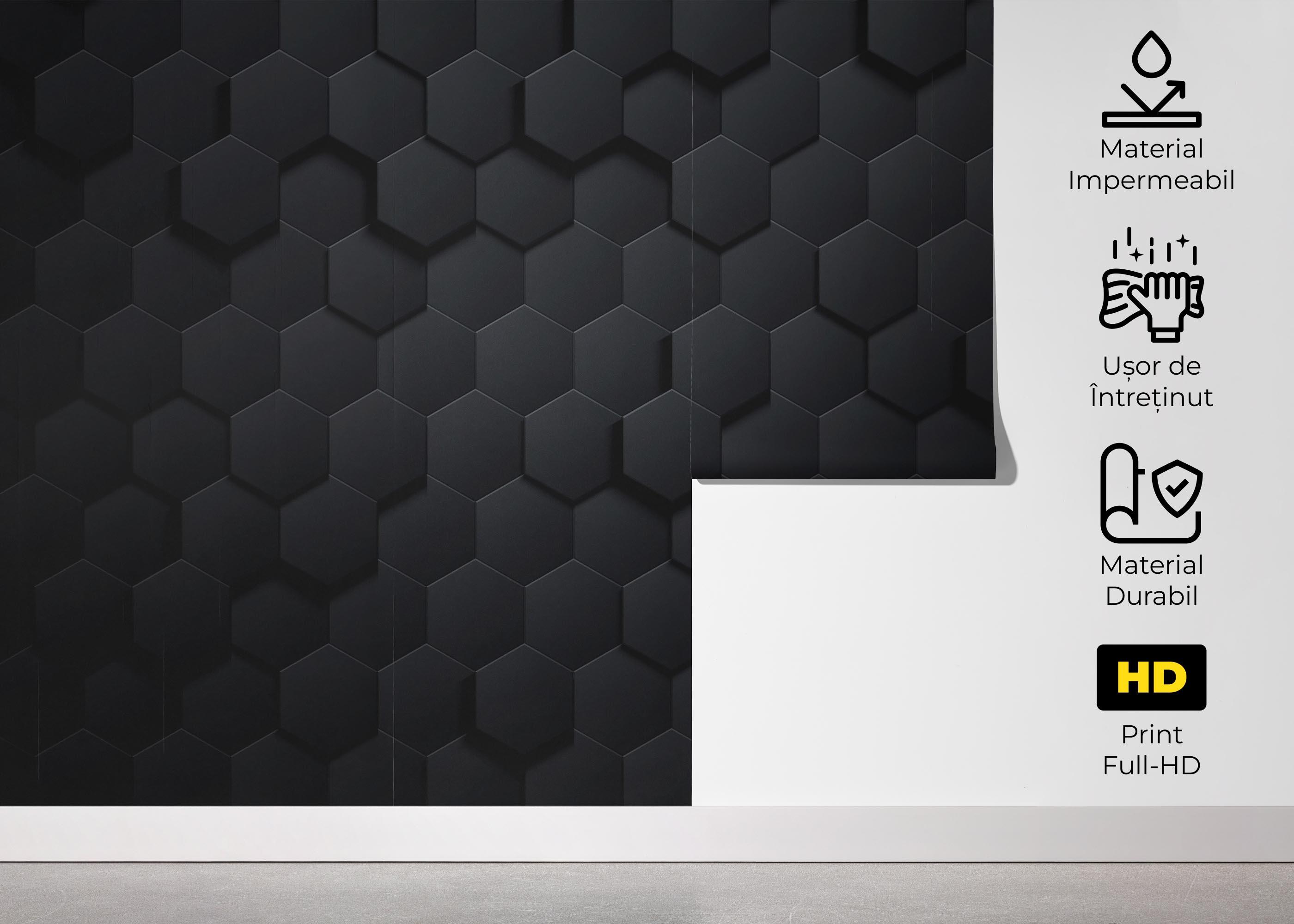 Fototapet Hexagon 3d Black Art mockup 5