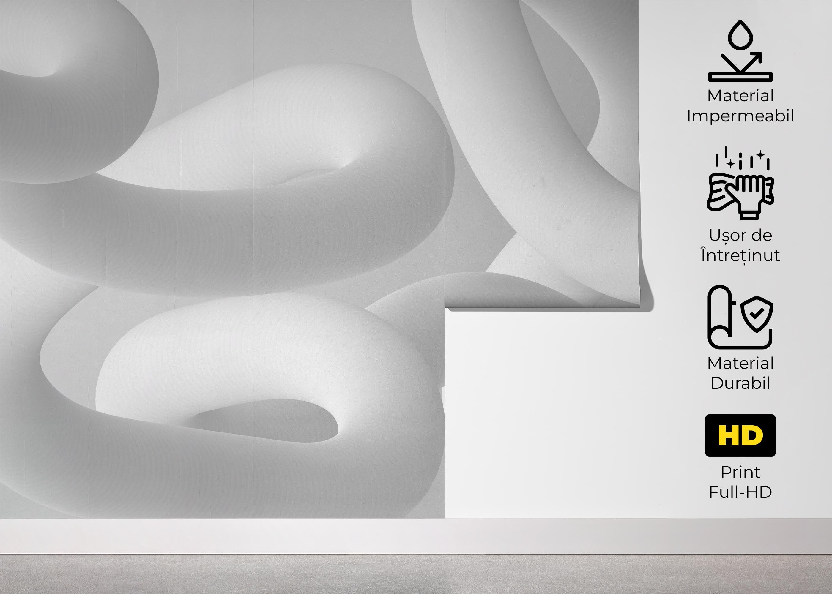 Fototapet White Grey 3d Line mockup 5