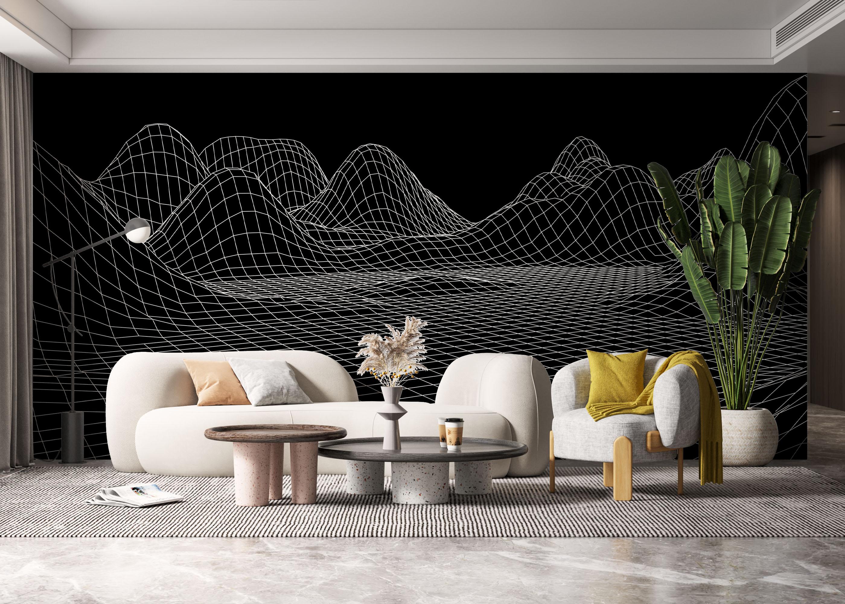 Fototapet Black 3d Hill Line mockup 6