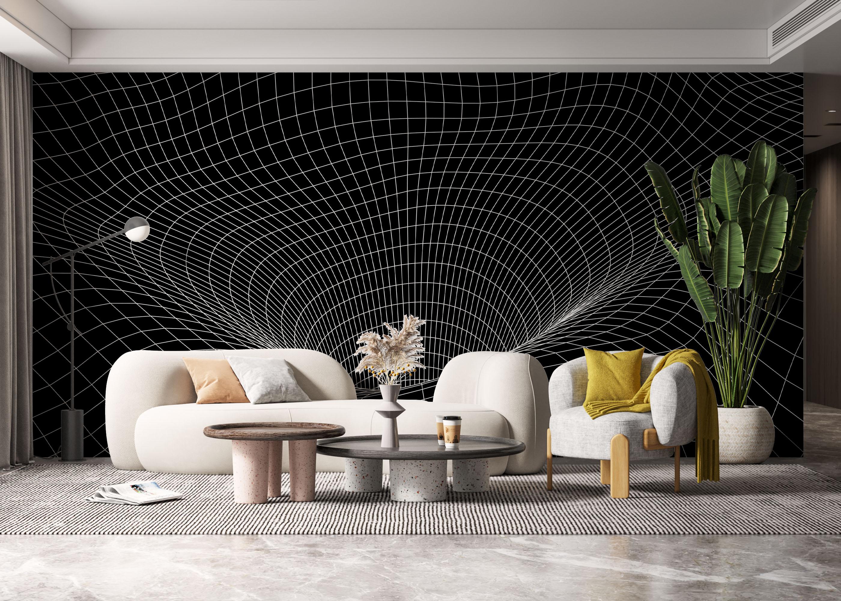 Fototapet Black 3d Hole Line mockup 6