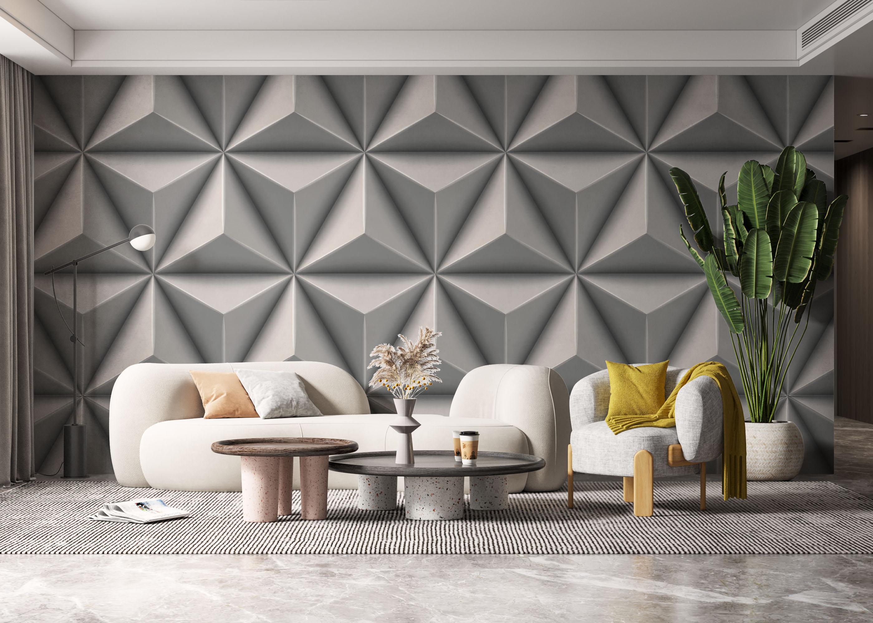 Fototapet Grey 3d Triangle mockup 6