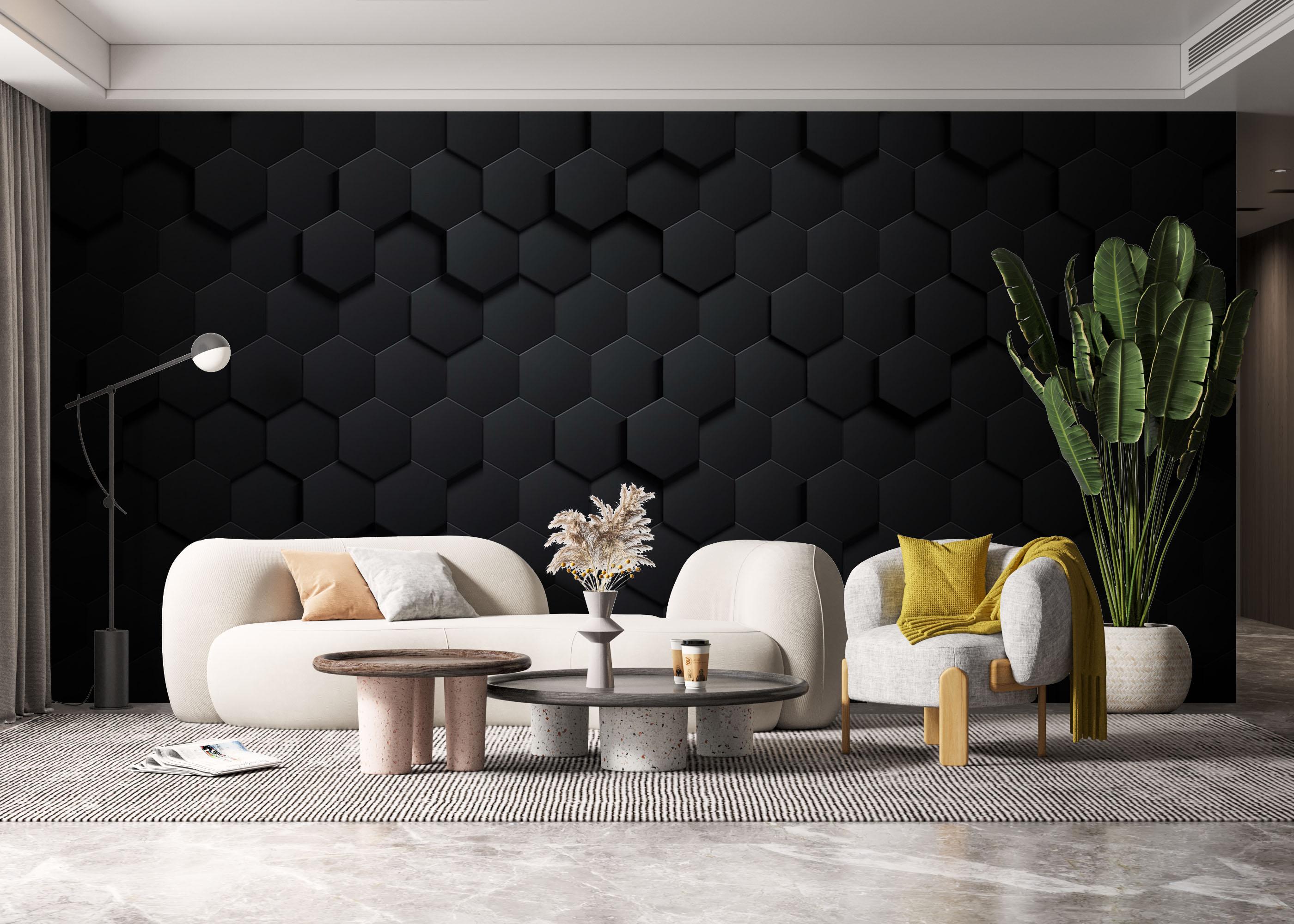 Fototapet Hexagon 3d Black Art mockup 6