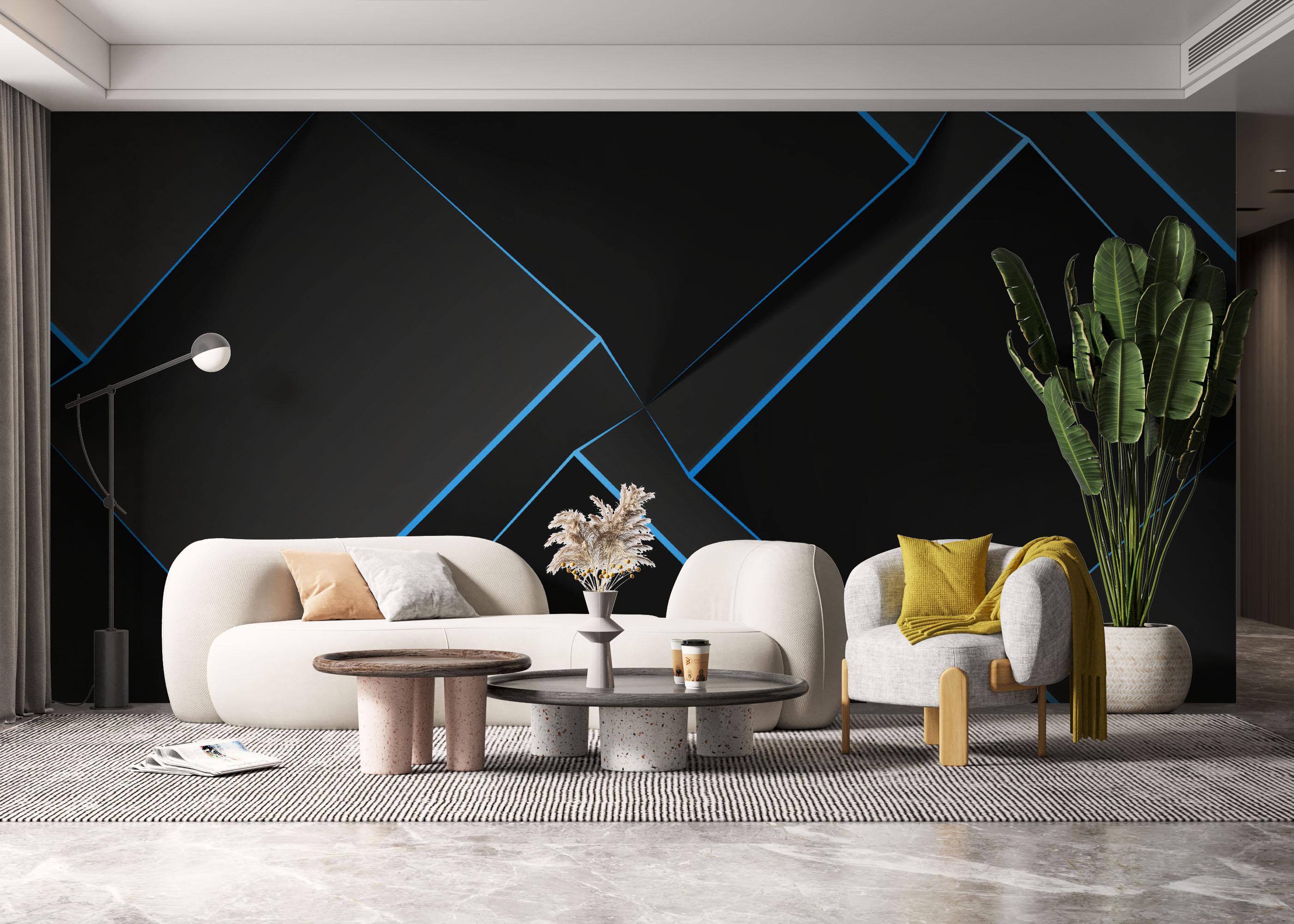 Fototapet Volumetric Blue Cubes mockup 6