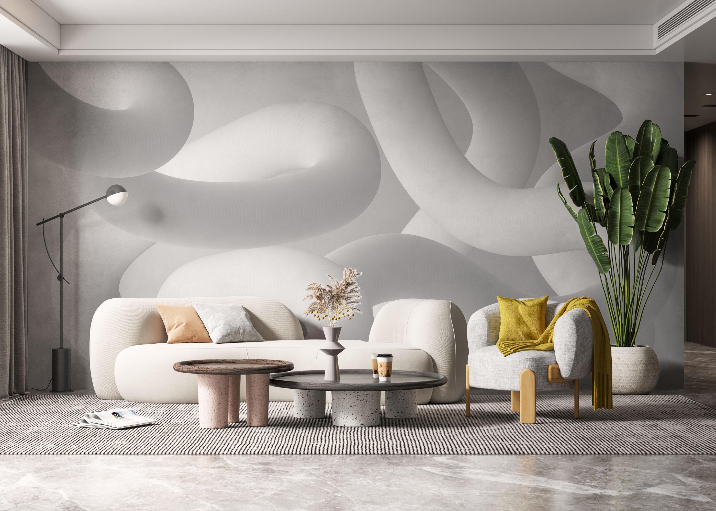 Fototapet White Grey 3d Line mockup 6