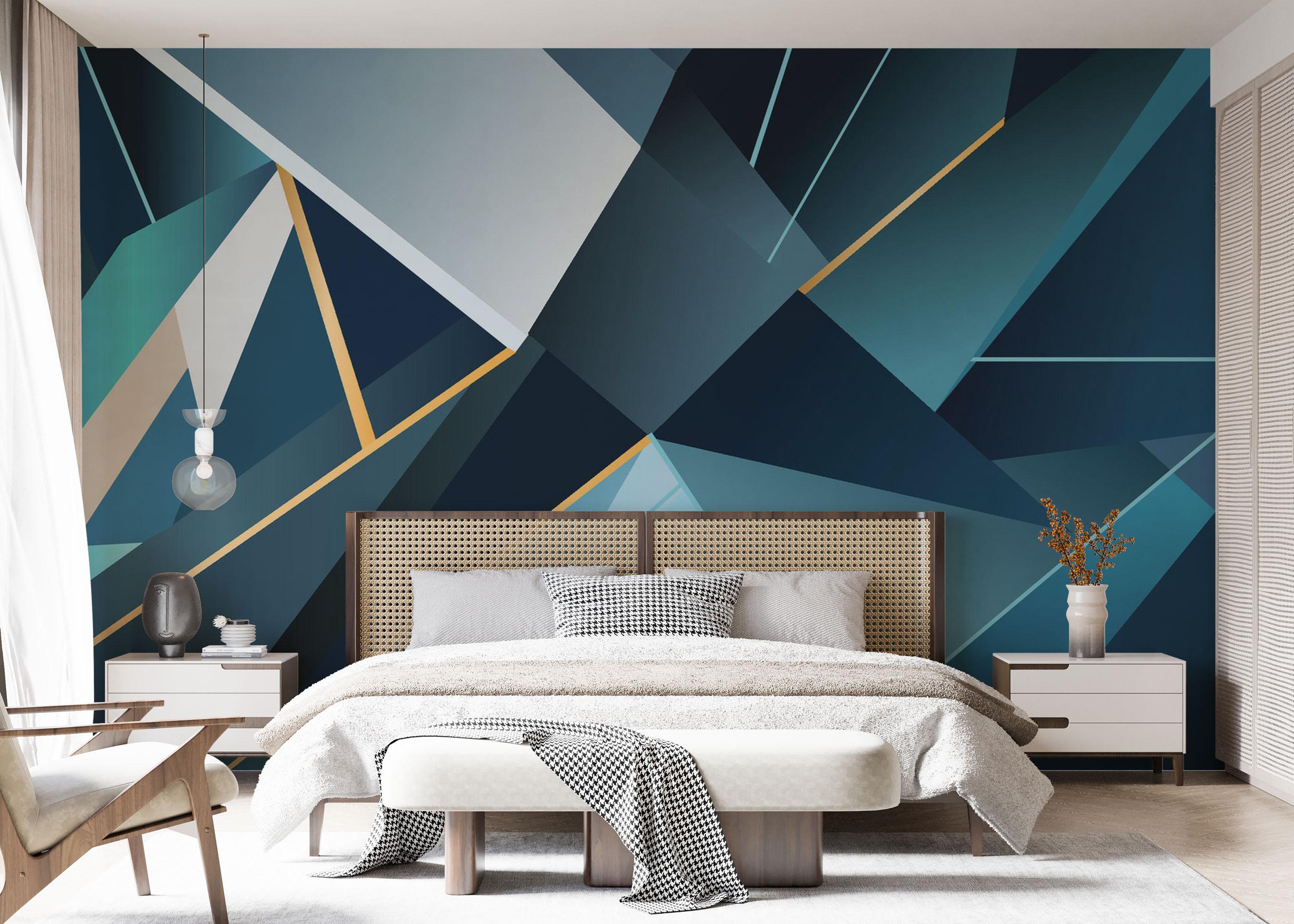 Fototapet Blue Triangle Art mockup 7