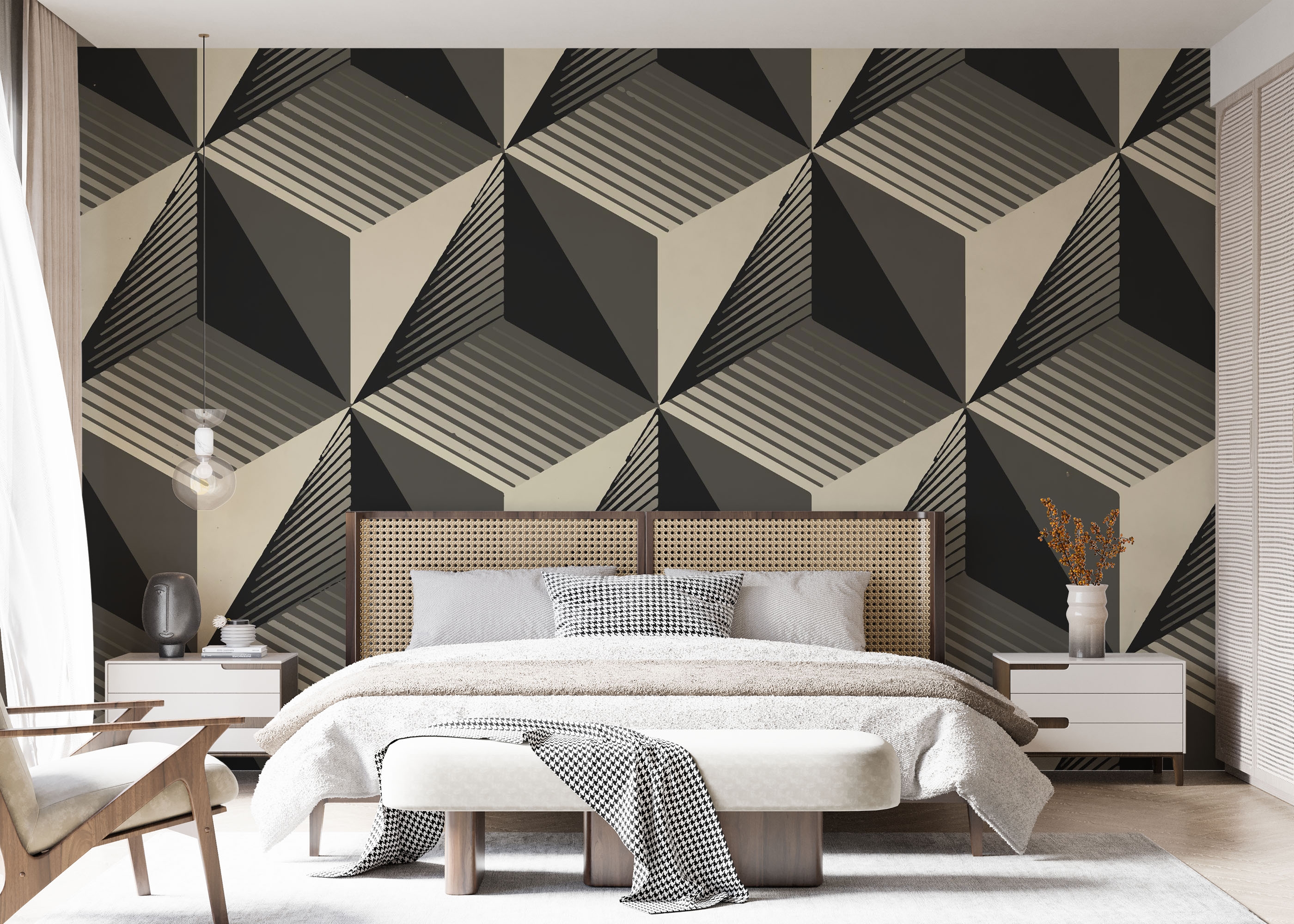 Fototapet Cream Square Shadow cu compoziție geometrică luminoasă