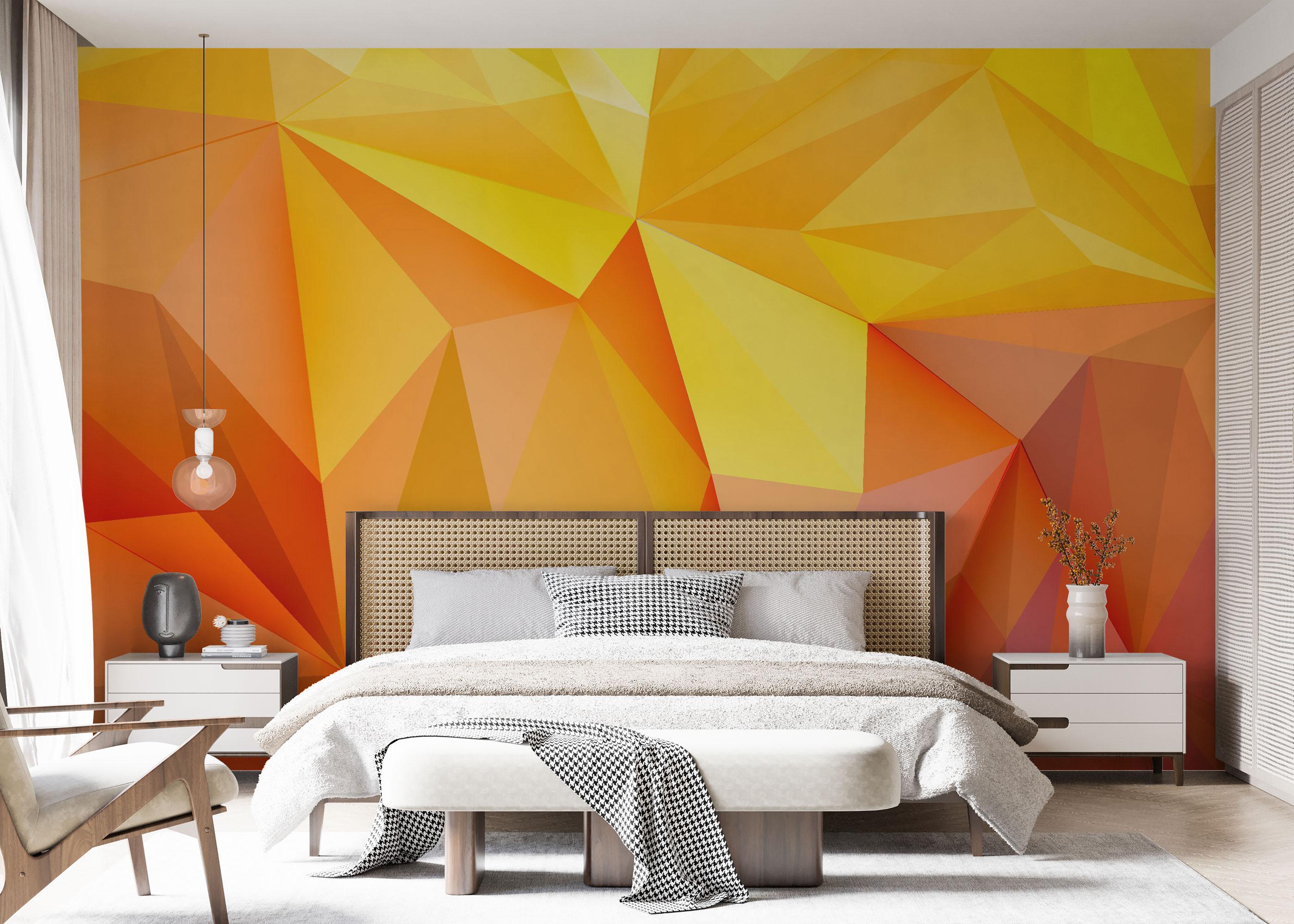 Fototapet Yellow Orange Triangle mockup 7