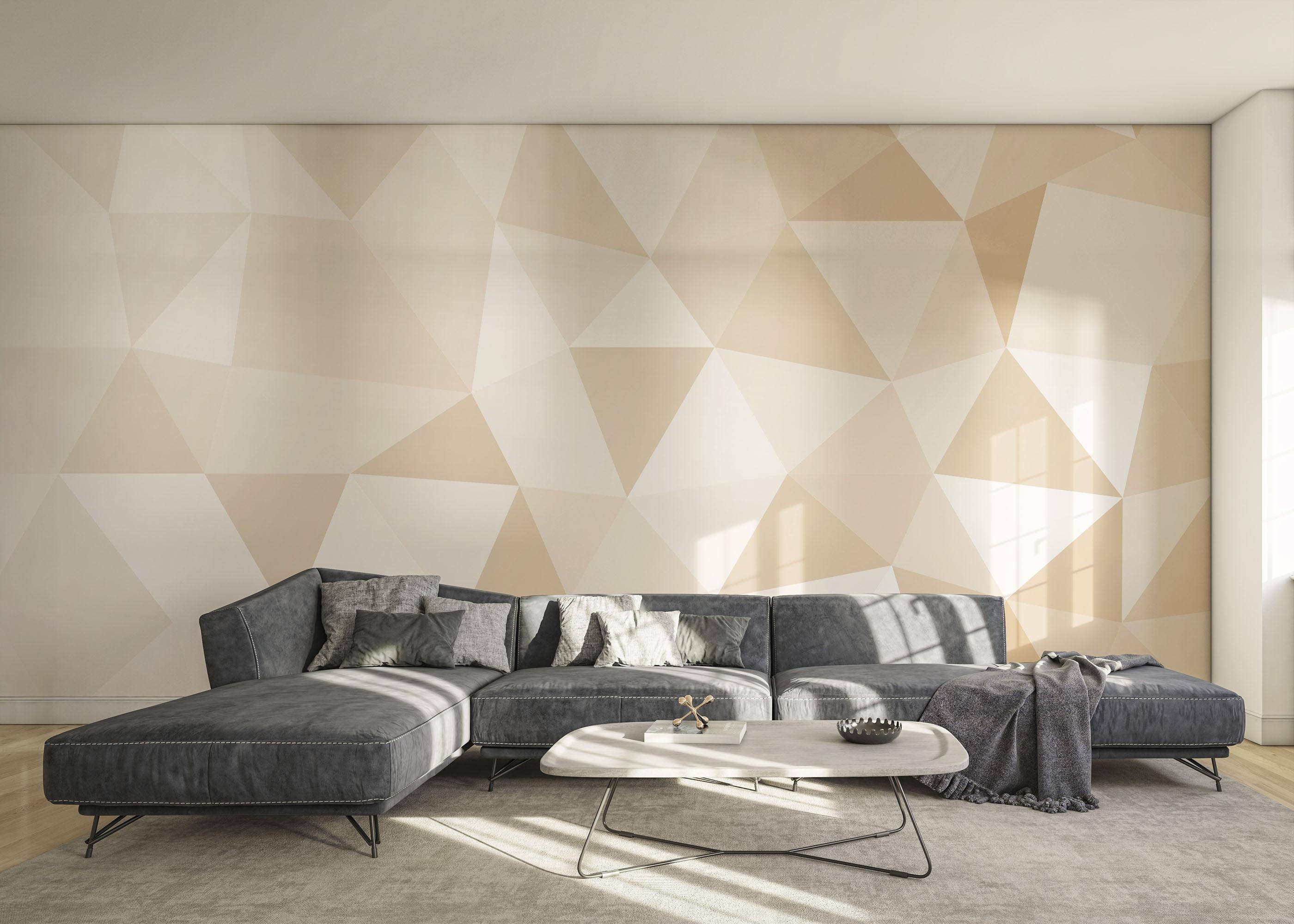 Fototapet Cream Triangle Art mockup 0