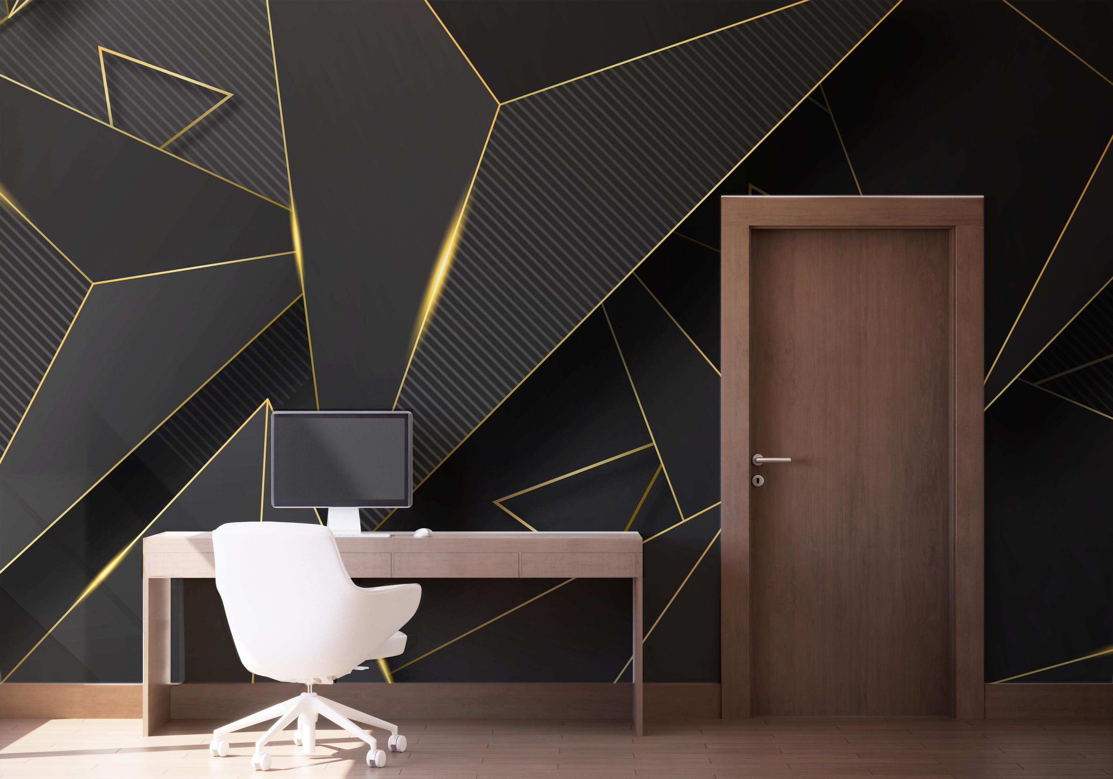 Fototapet Grey Gold Triangle mockup 1