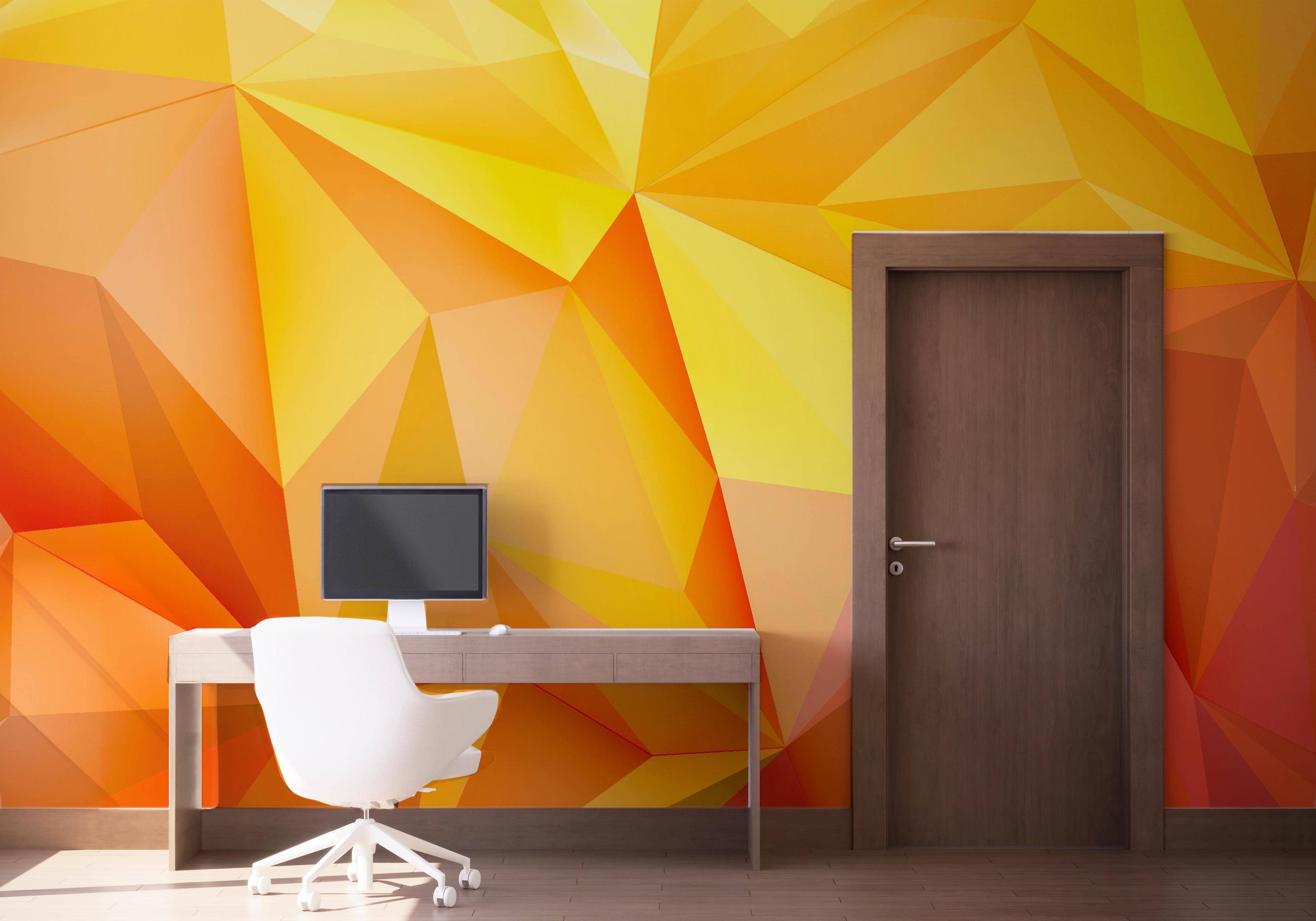 Fototapet Yellow Orange Triangle mockup 1