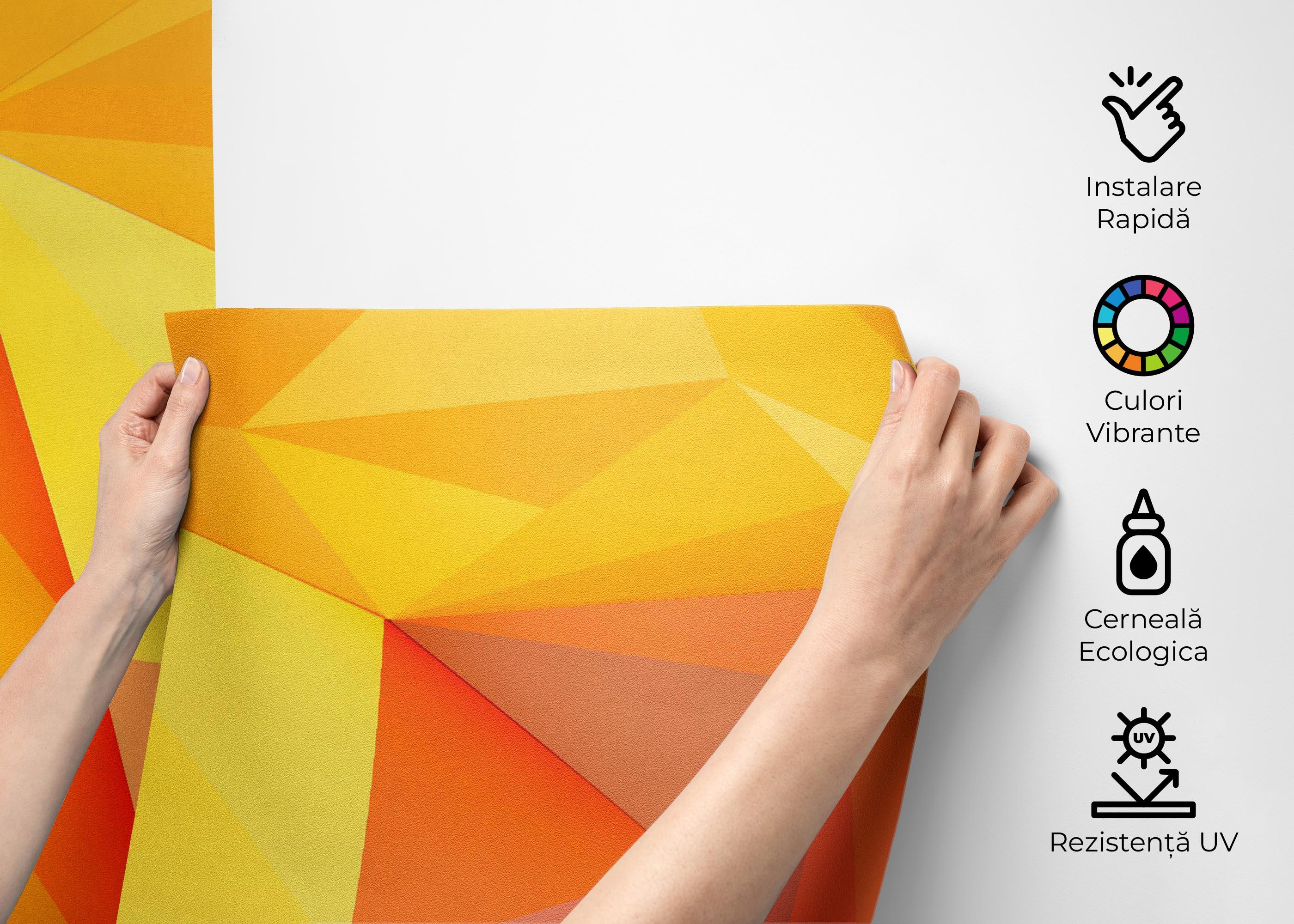 Fototapet Yellow Orange Triangle mockup 2