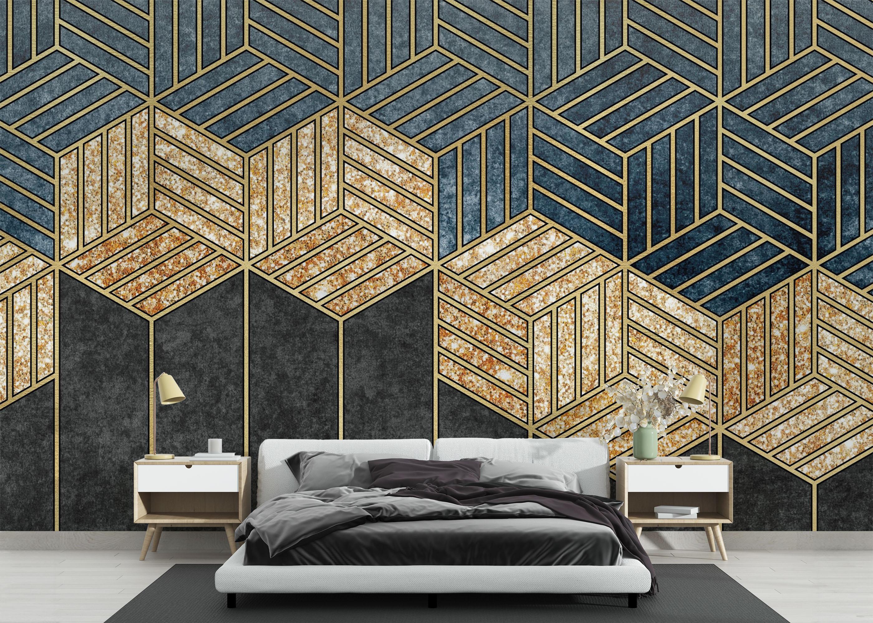 Fototapet Geometric Wheat mockup 3