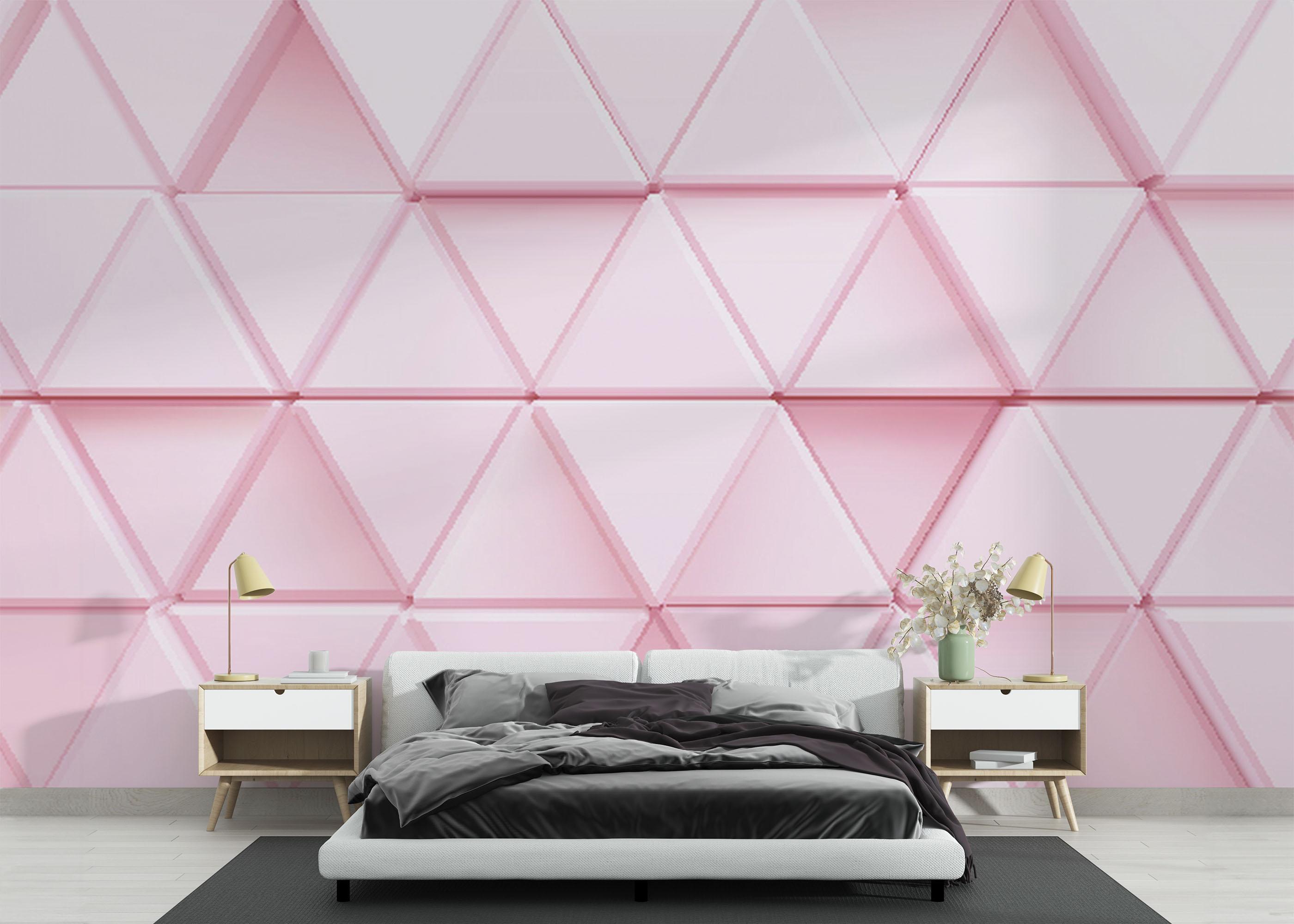 Fototapet Pink 3d Triangle mockup 3