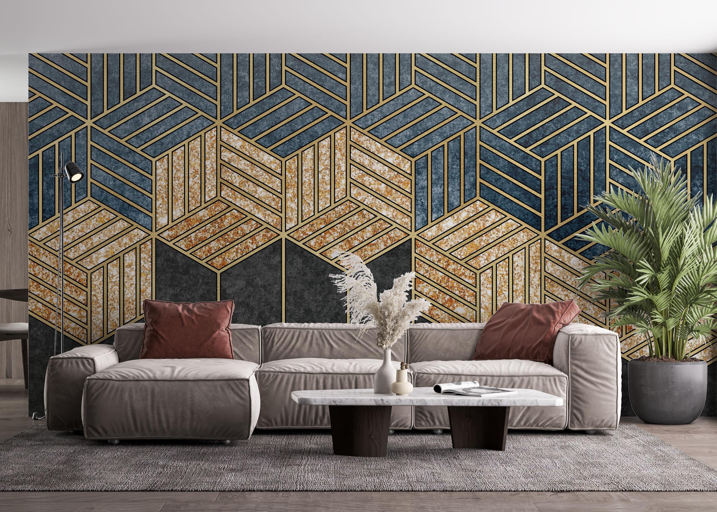 Fototapet Geometric Wheat mockup 4