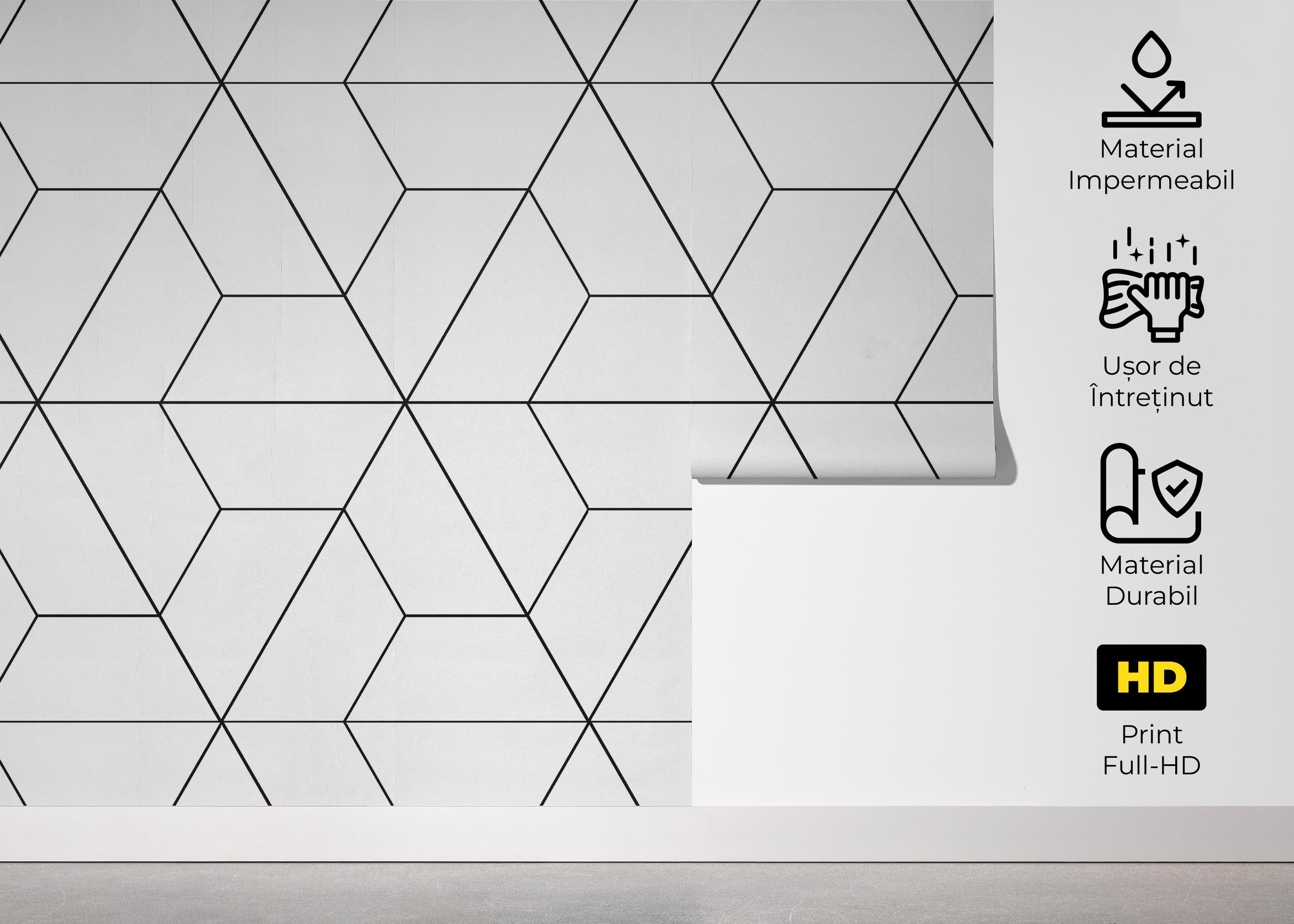 Fototapet Hexagonal Black Line mockup 5