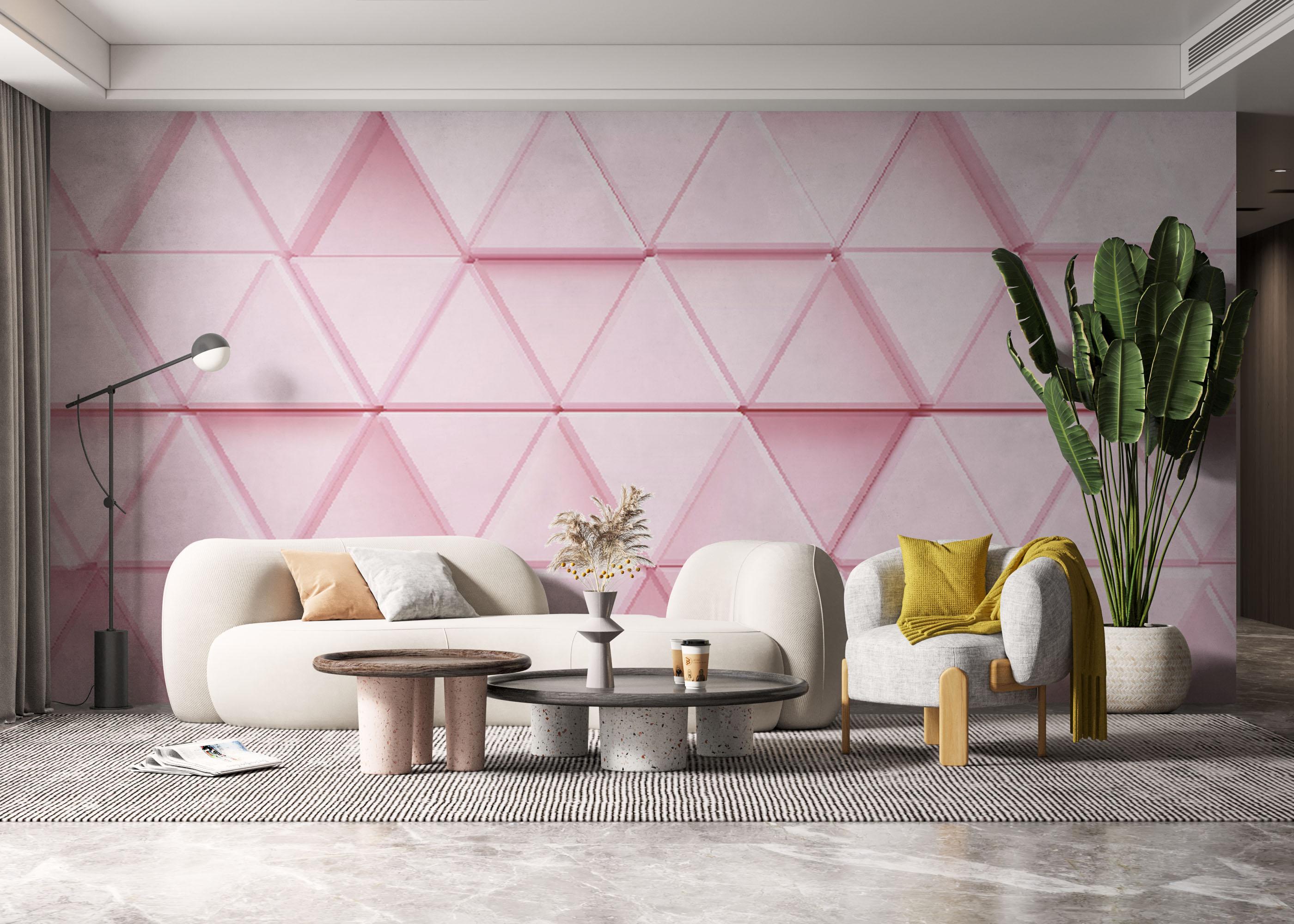 Fototapet Pink 3d Triangle mockup 6