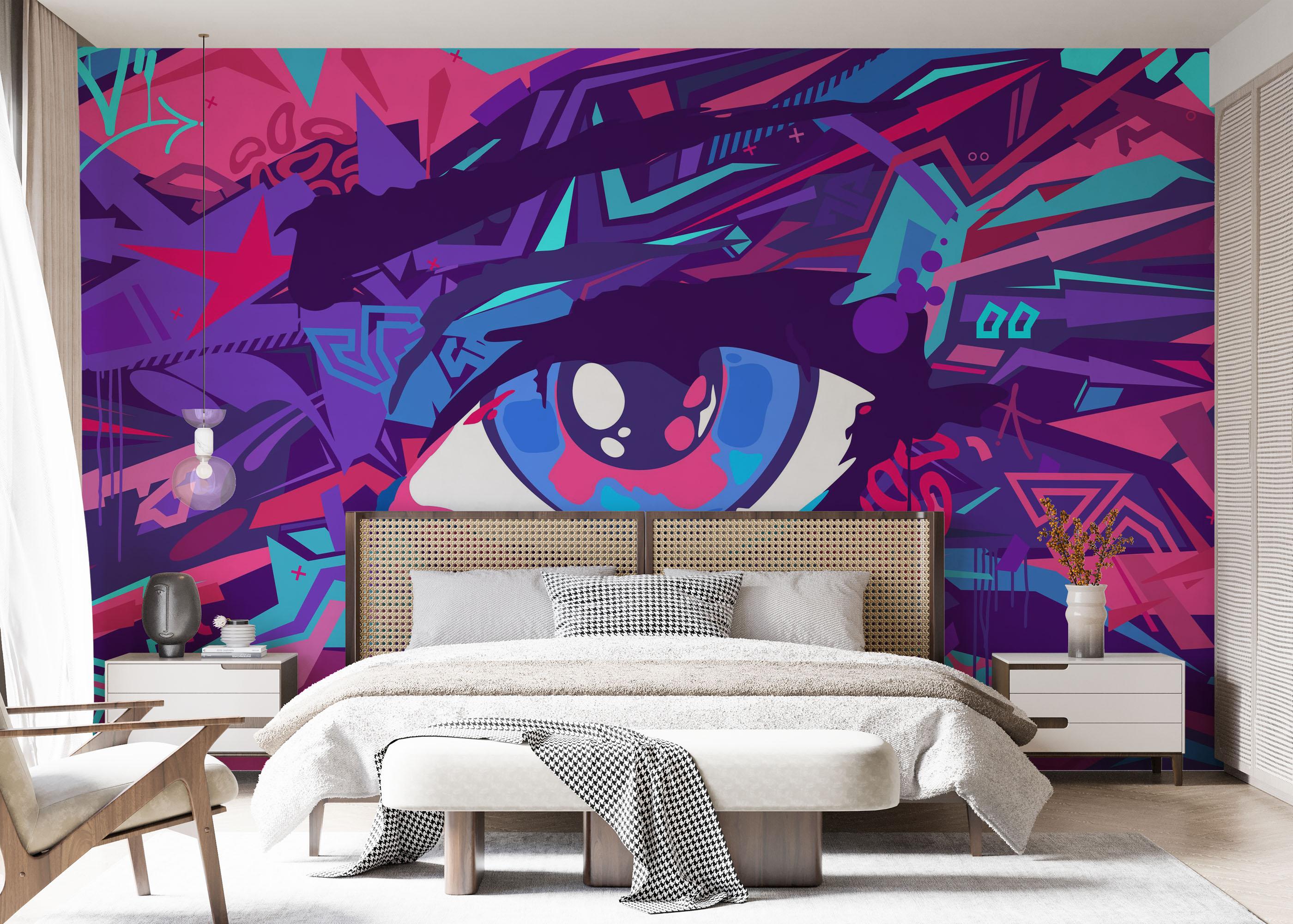 Fototapet Blue Eyes Graffiti mockup 7