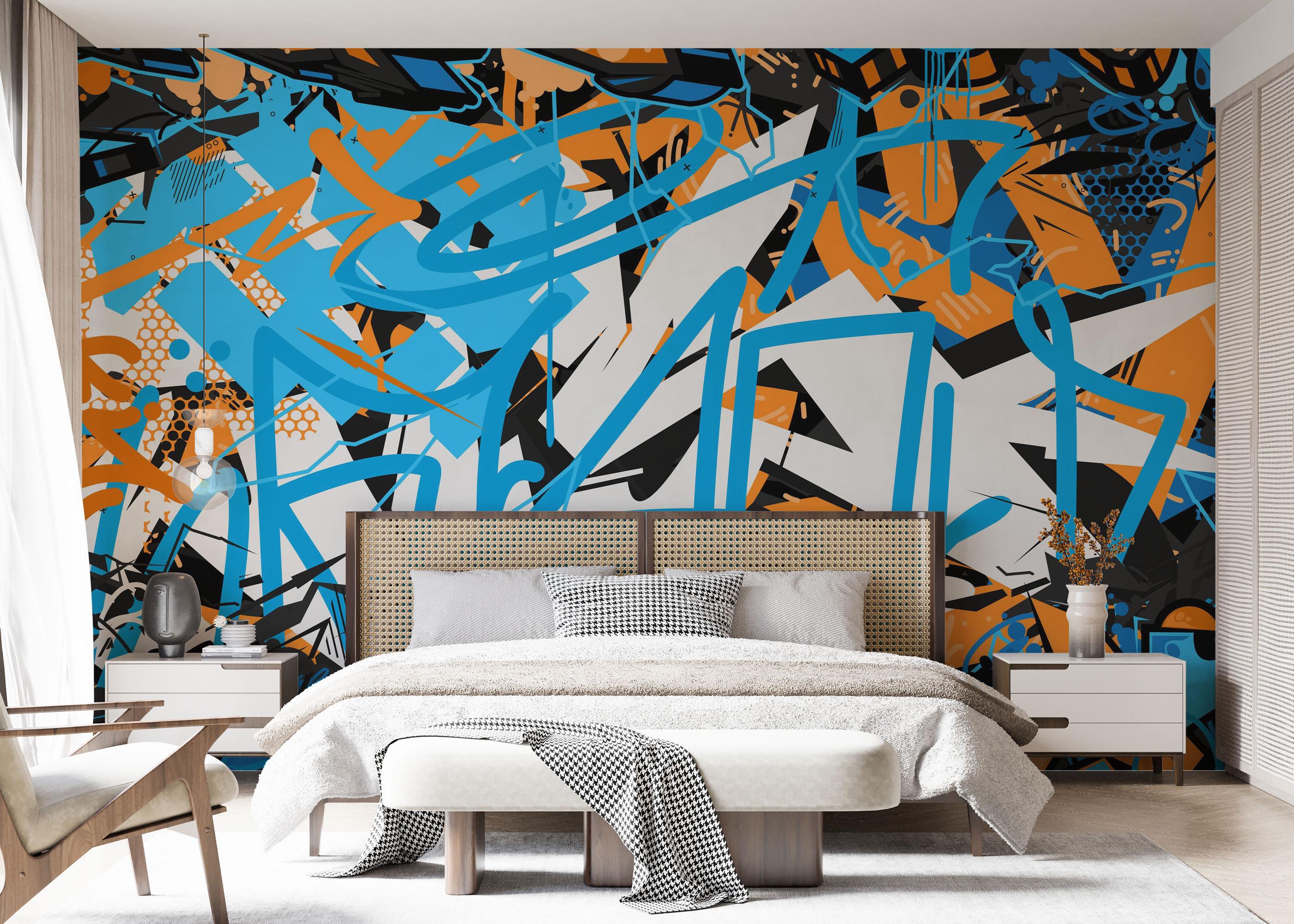 Fototapet Blue Graffiti Tag mockup 7