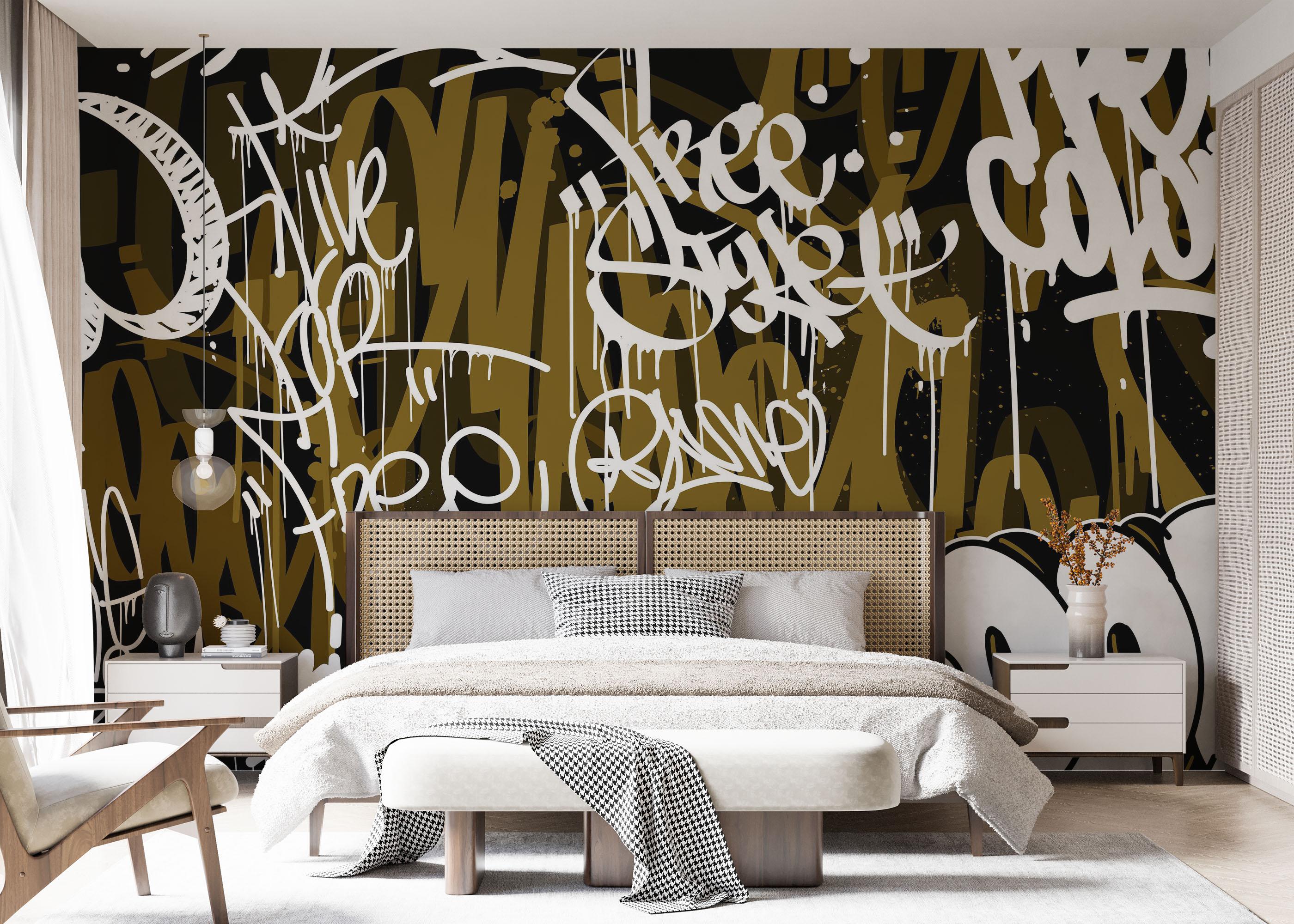 Fototapet Brown White Graffiti mockup 7