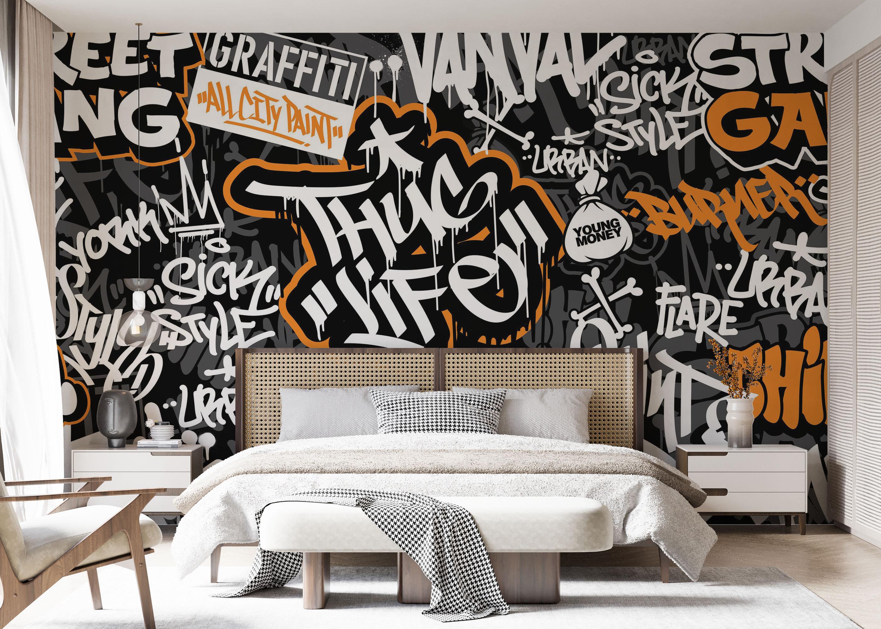 Fototapet Chill Orange Graffiti mockup 7