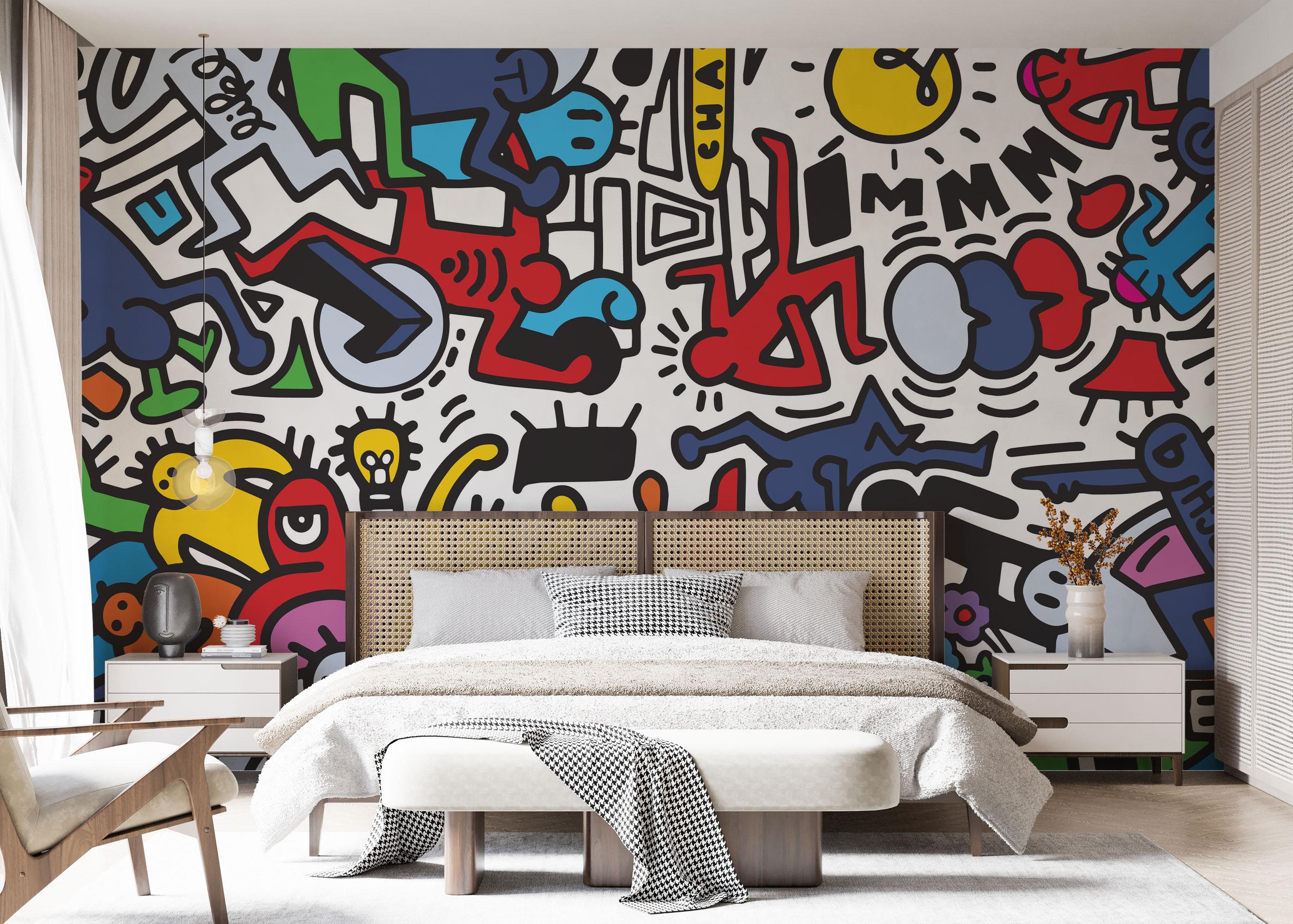 Fototapet Colorful Doodle Graffiti mockup 7