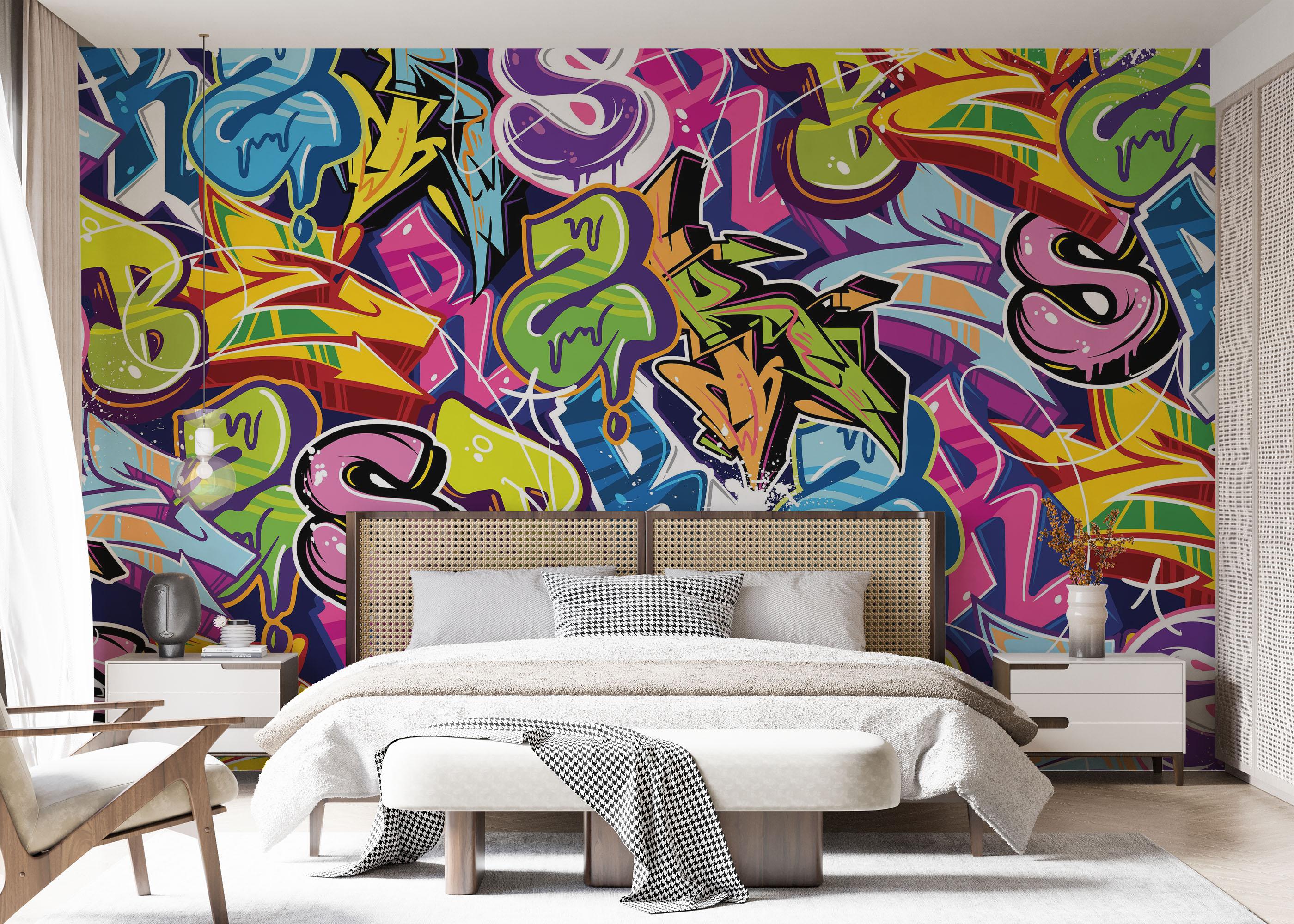 Fototapet Colorful Lettter Graffiti mockup 7