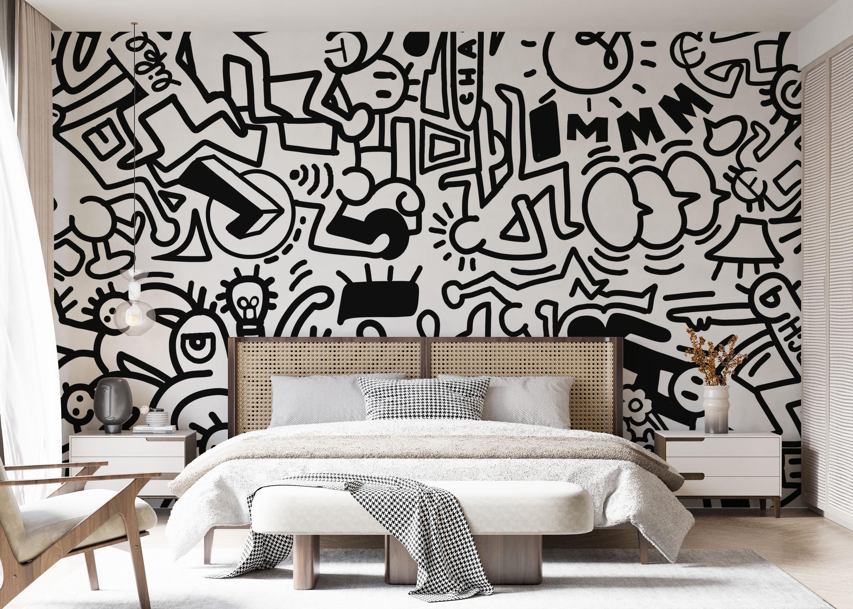 Fototapet Follow Graffiti Doodle mockup 7