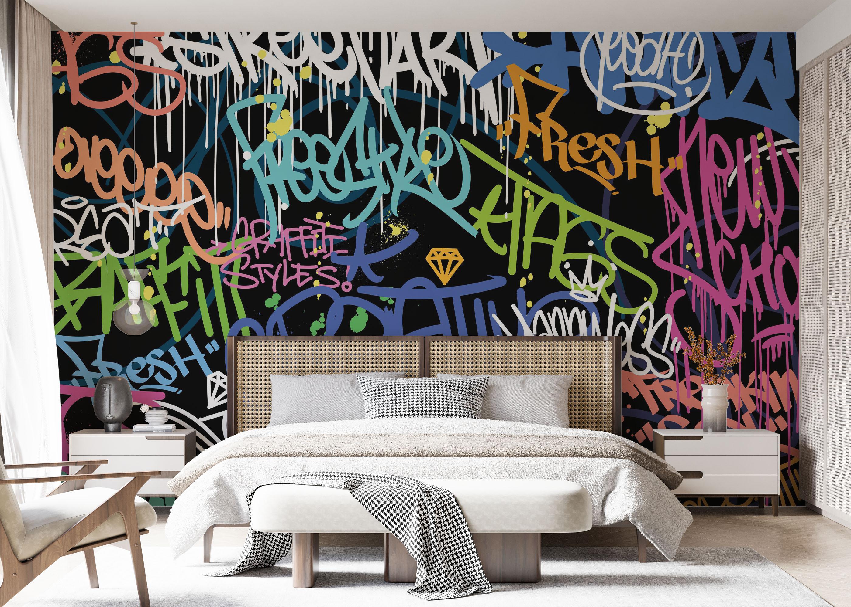 Fototapet Graffiti Color Tags mockup 7